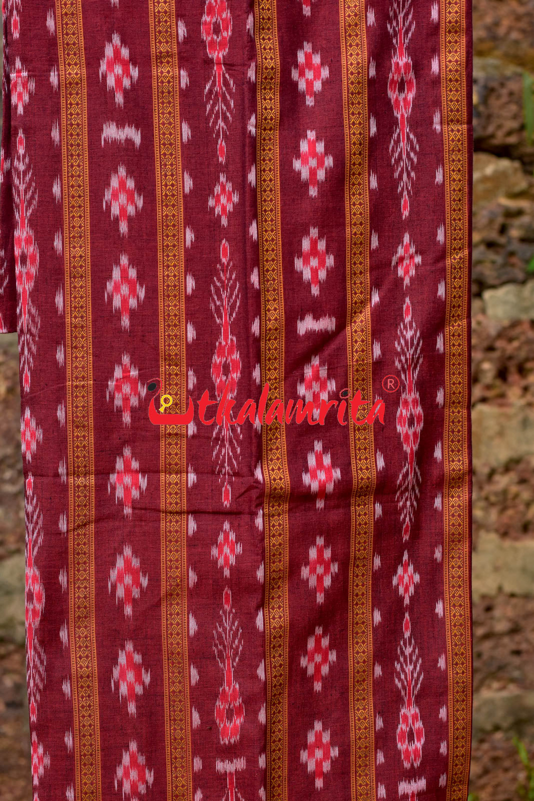 Maroon Mehndi Pasapali Long Flower Bandha Dress Set