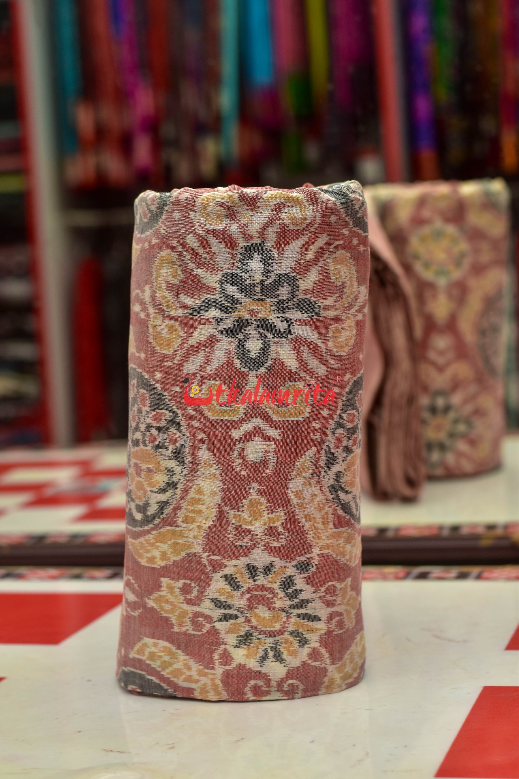 Pink Flower Jhoti Sambalpuri Cotton (Fabric)
