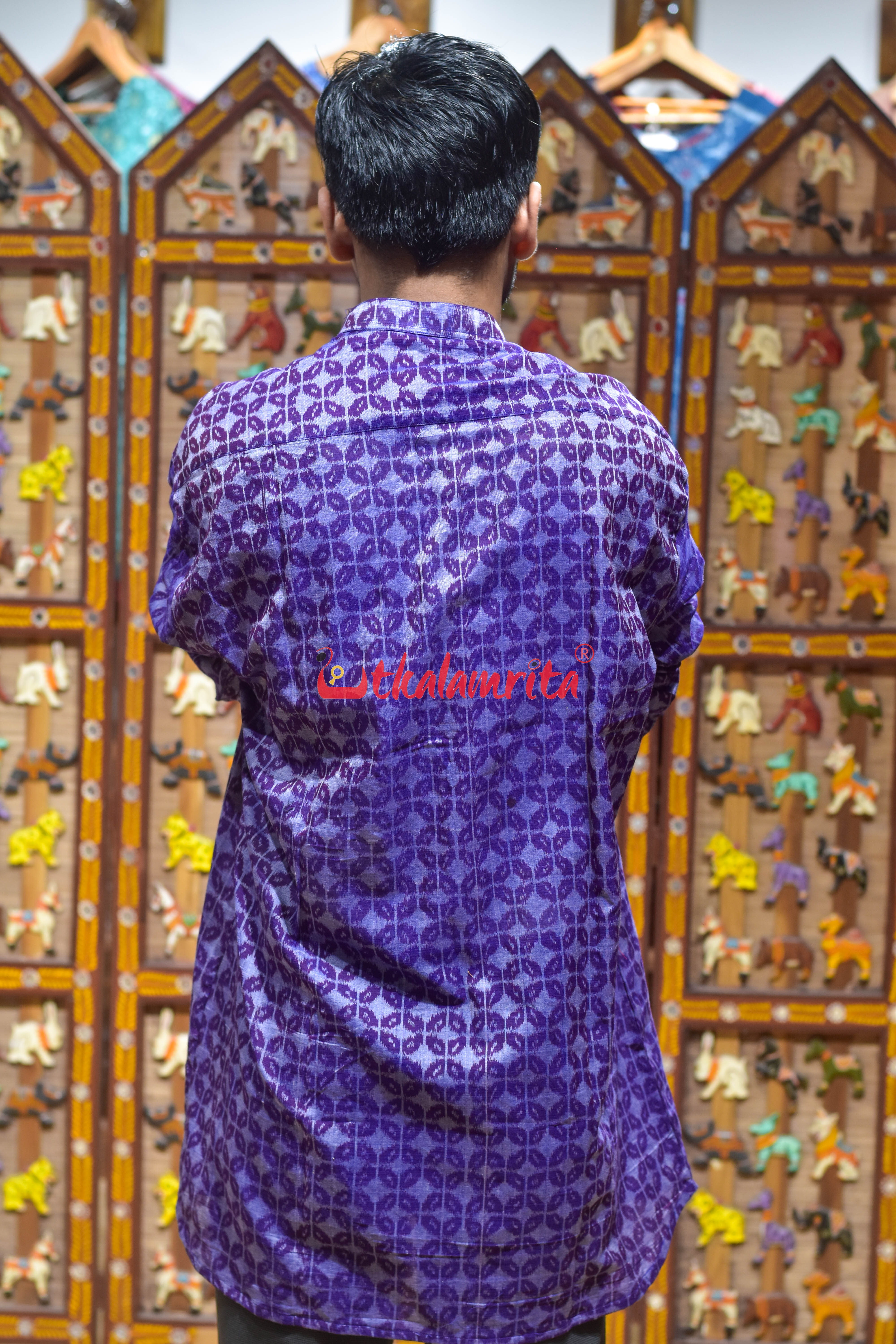 Purple Leaves Design (Men's Short Kurta)
