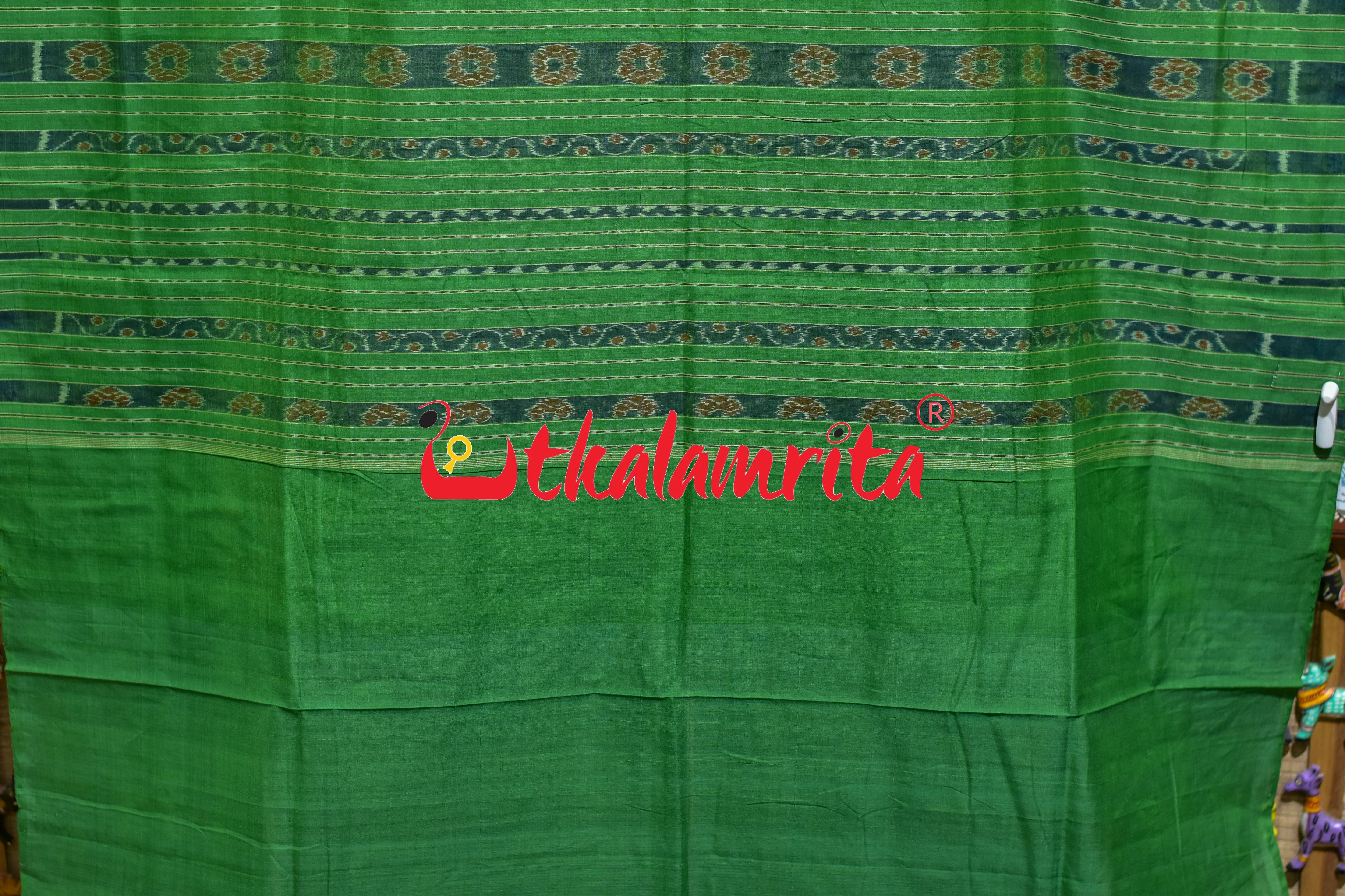 White Green Tribal Sambalpuri Cotton Saree