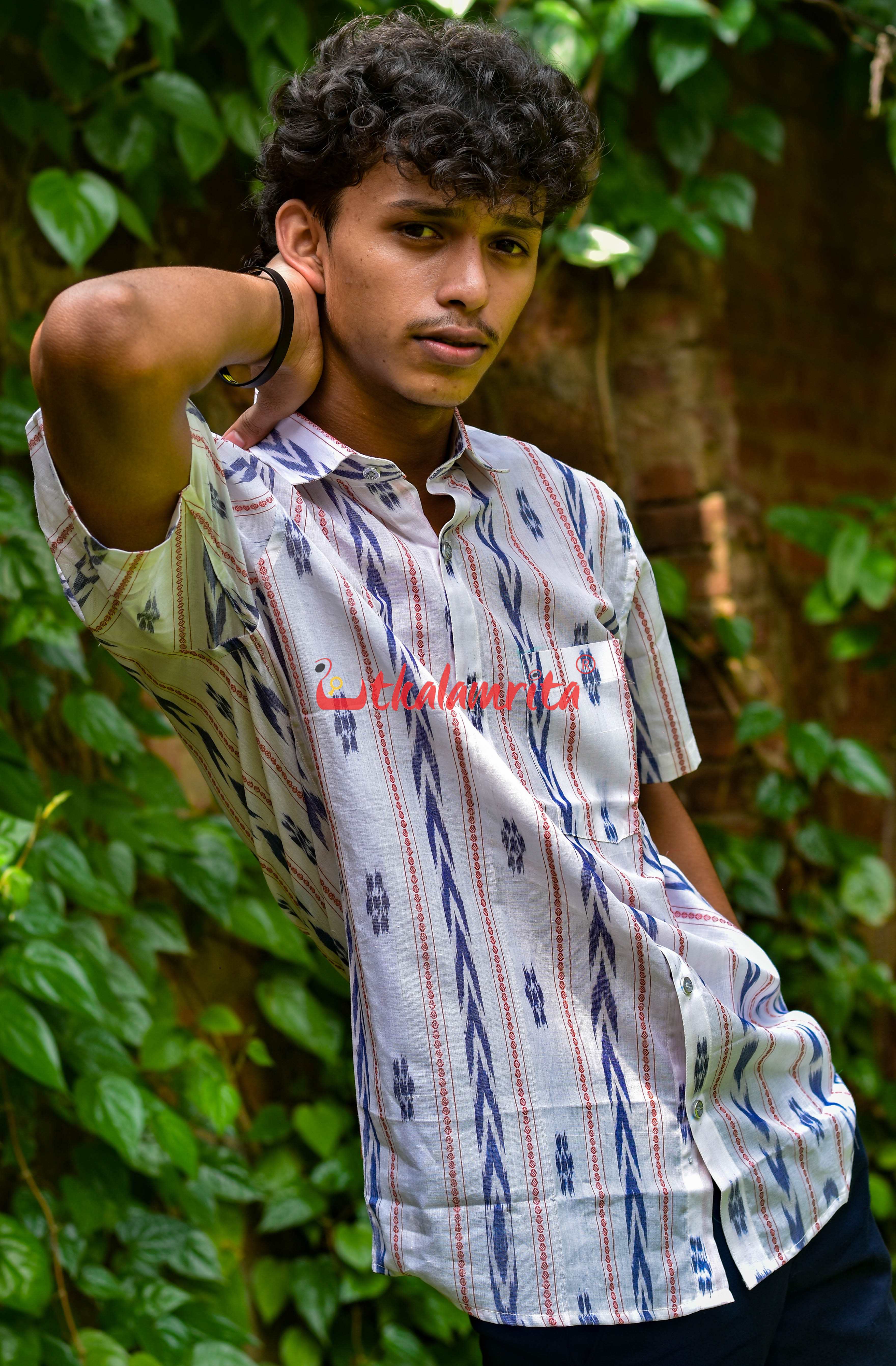 White Dhanpatri (Mens' Half Shirt)