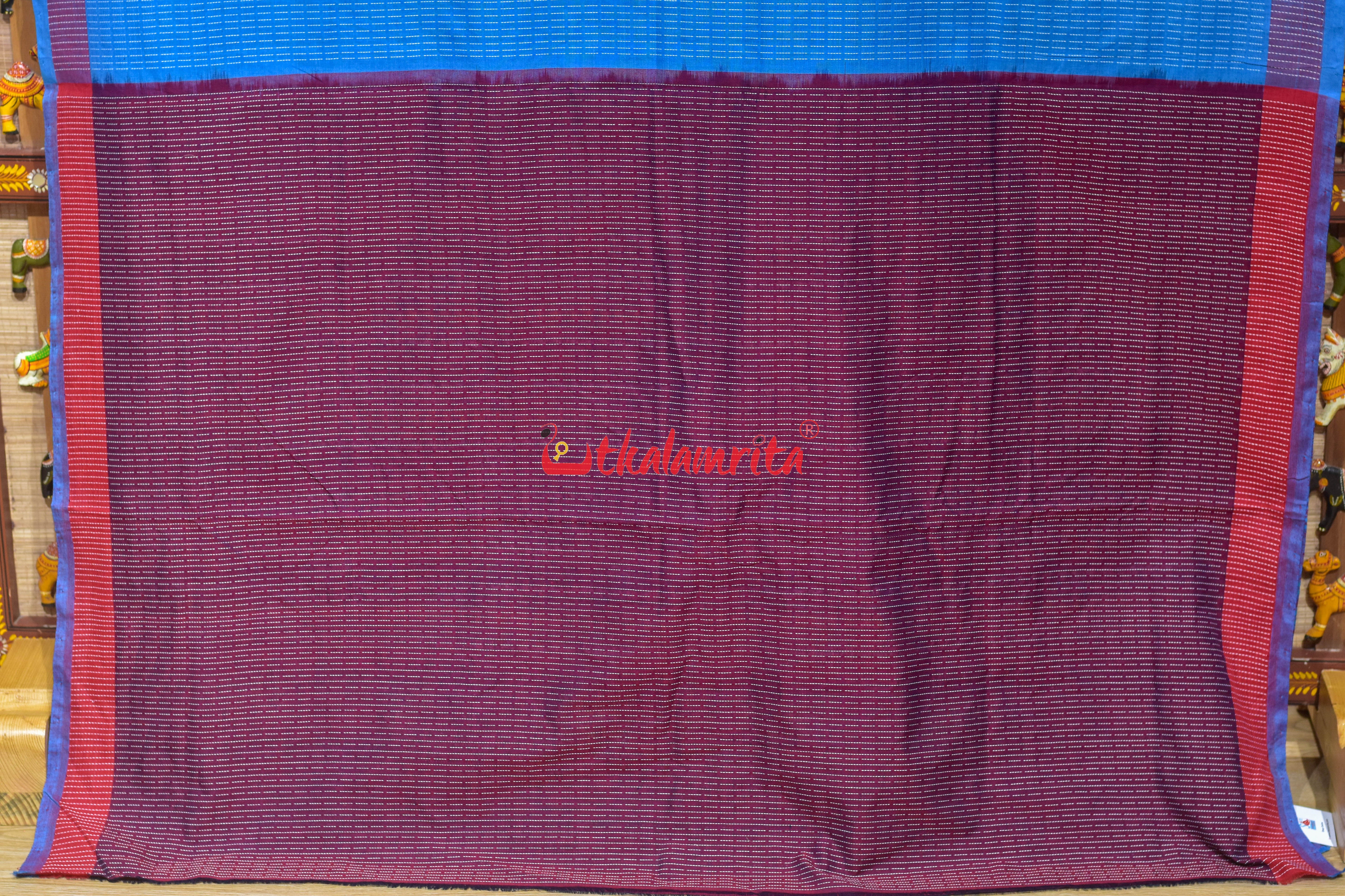 Surf Blue Dhalapathar Double Nabagunjara Cotton Saree