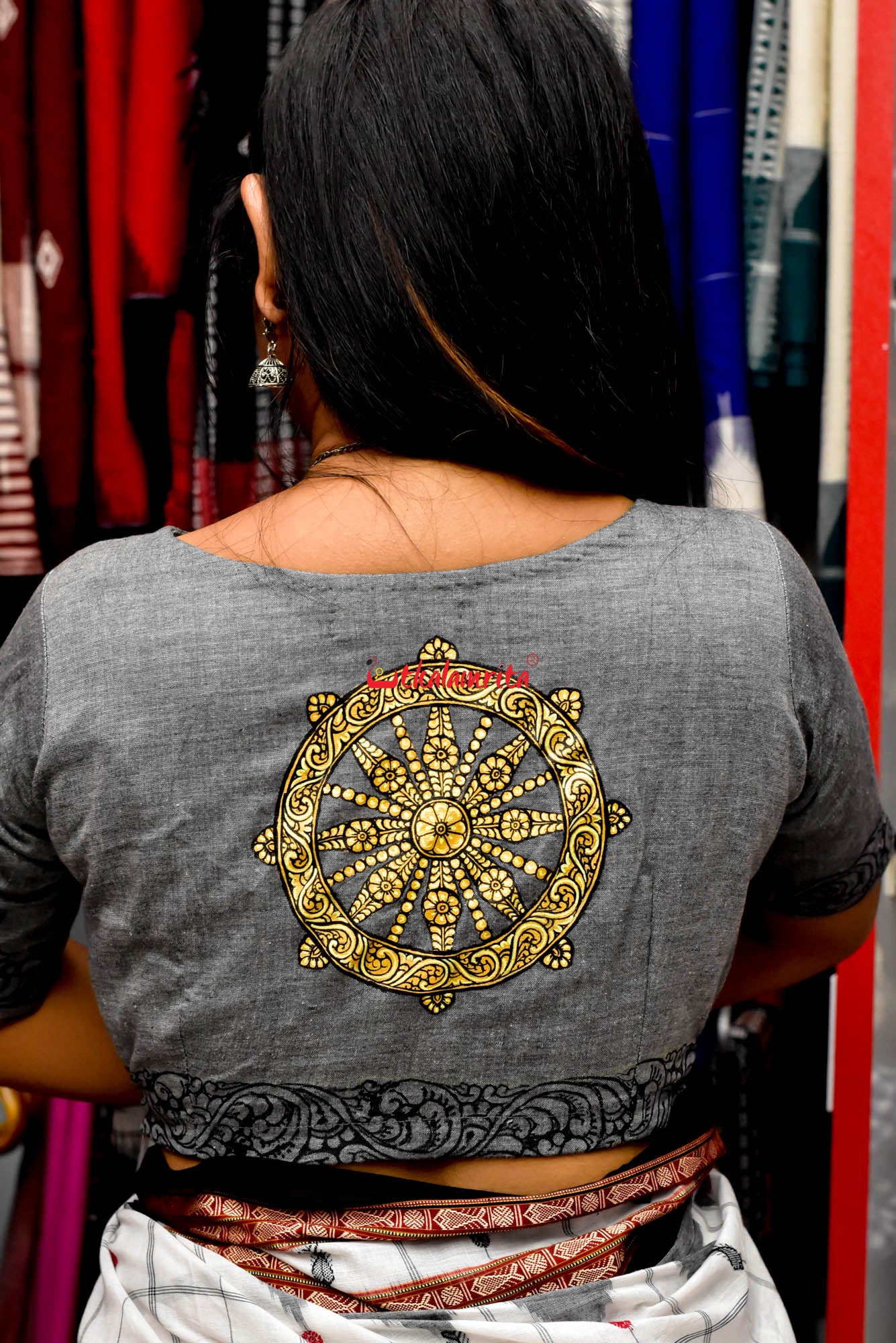 Grey Konark Chakra Pattachitra (Blouse)