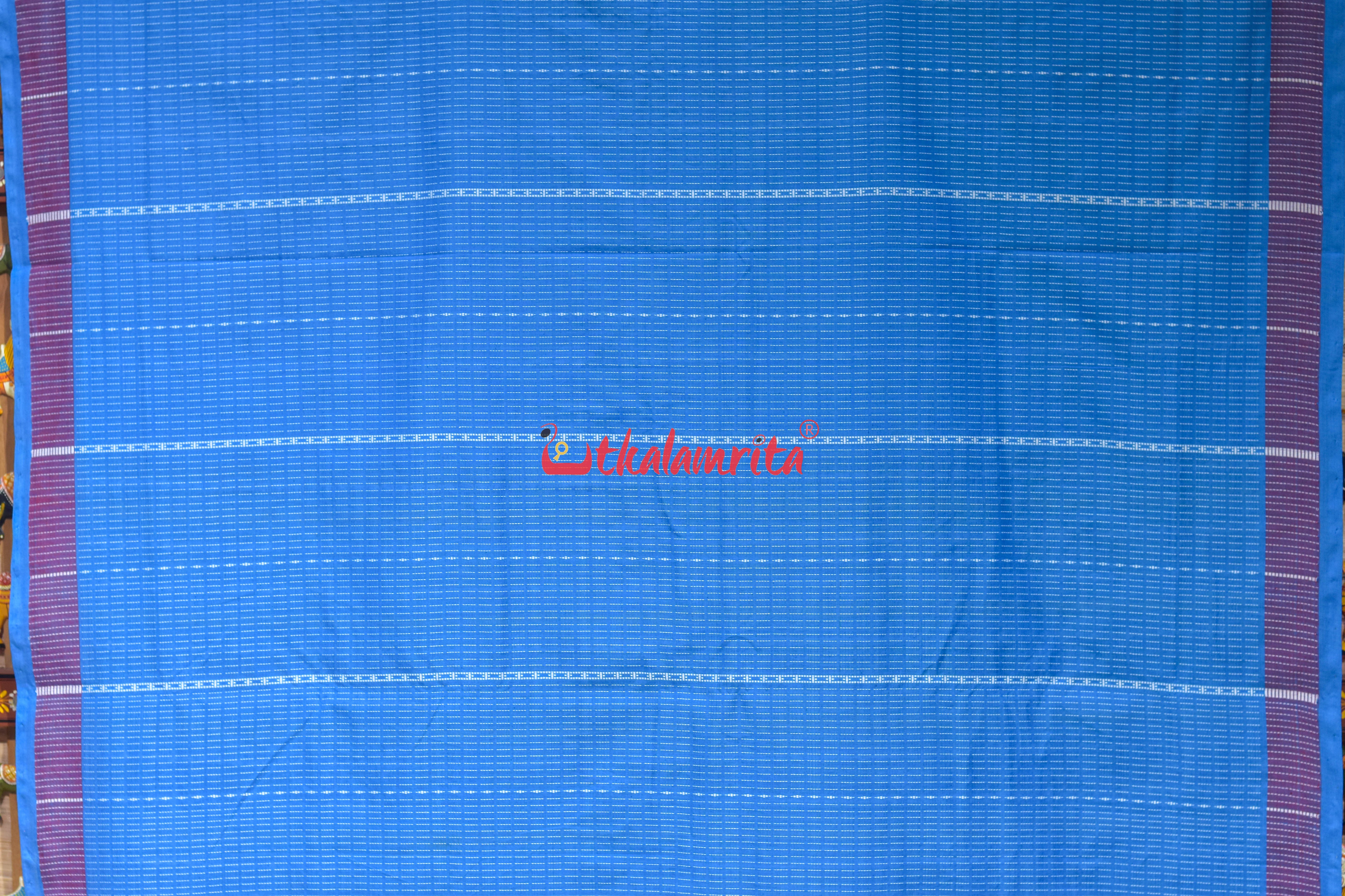Surf Blue Dhalapathar Double Nabagunjara Cotton Saree