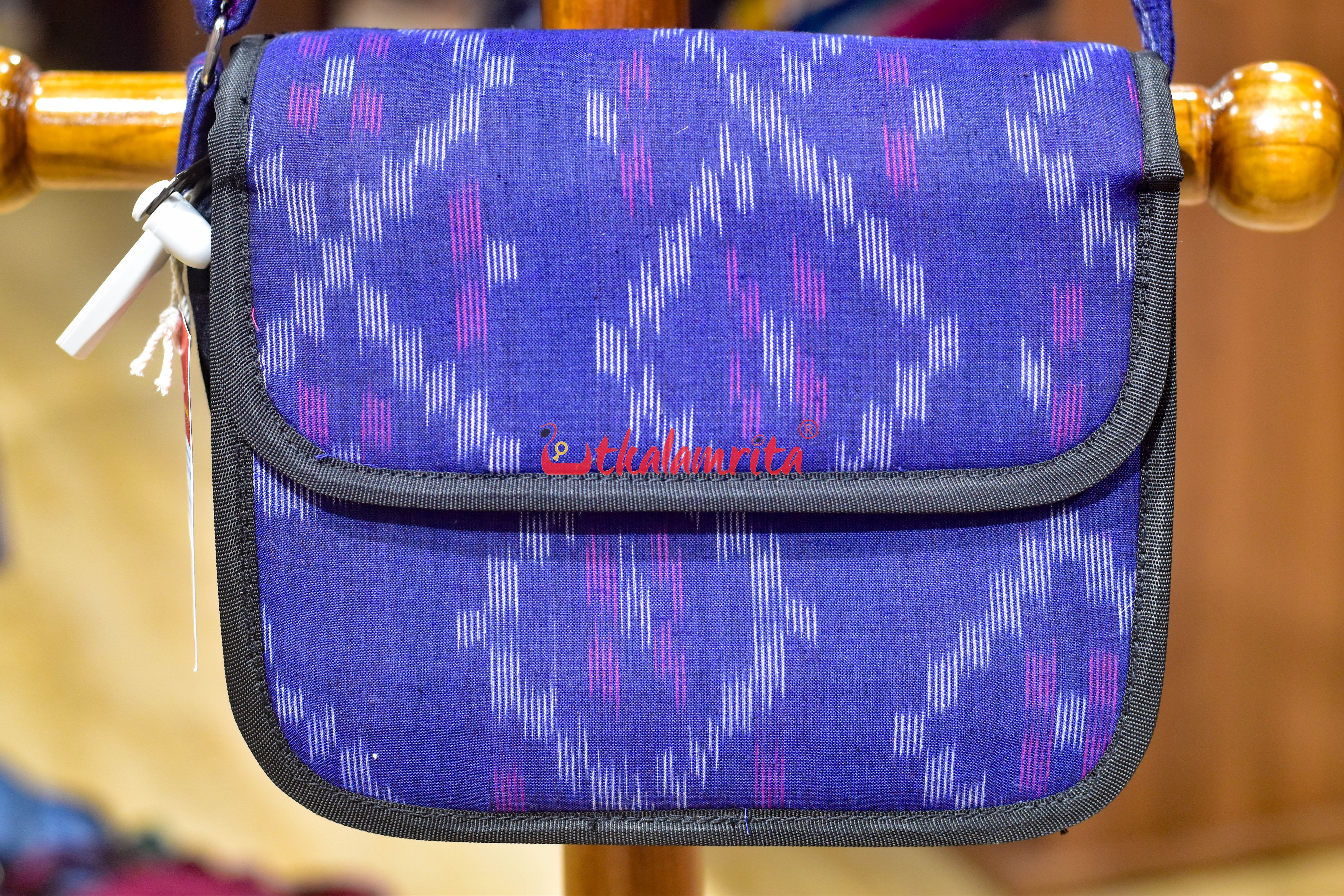 Blue Tetris Button Sling Bag