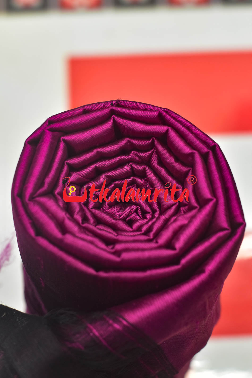 Magenta Flower Bandha Border Silk (Fabric)