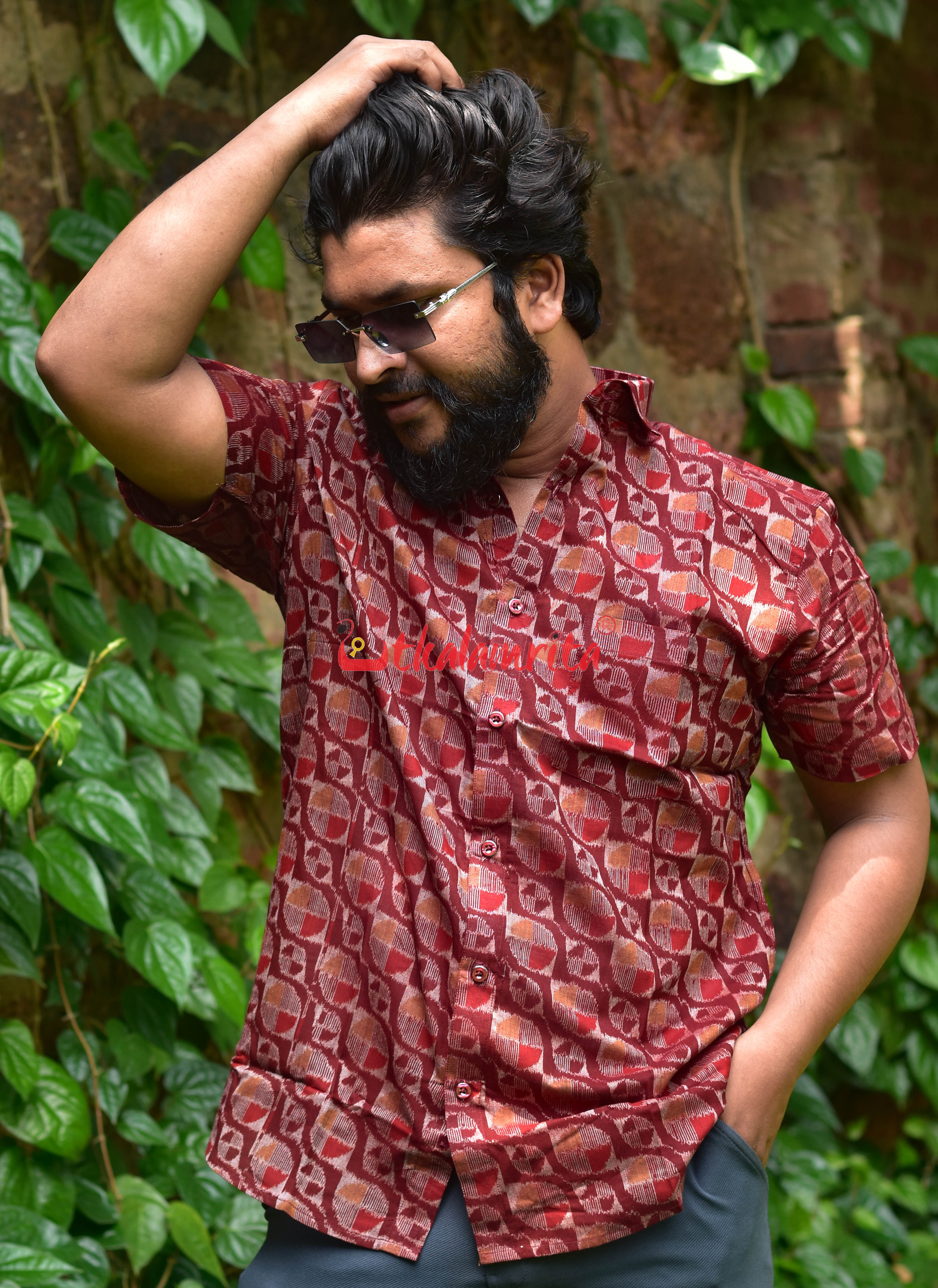 Maroon Gaba House (Mens' Half Shirt)