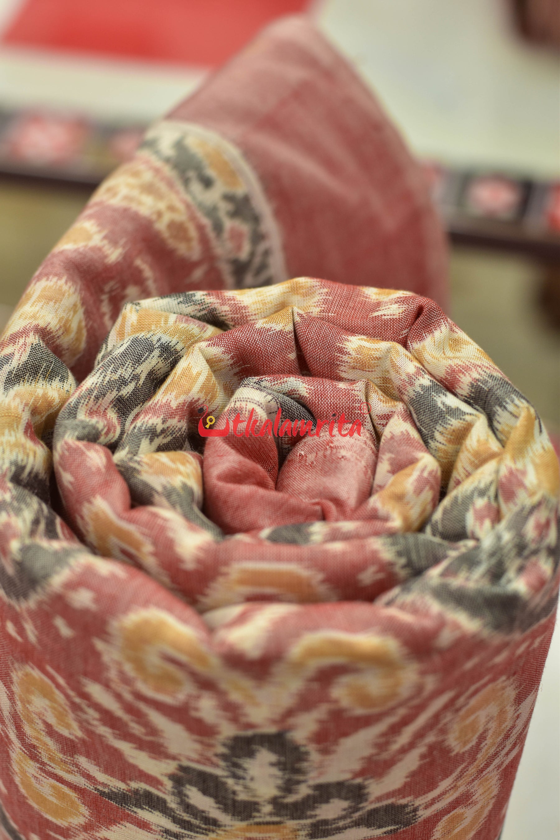 Pink Flower Jhoti Sambalpuri Cotton (Fabric)