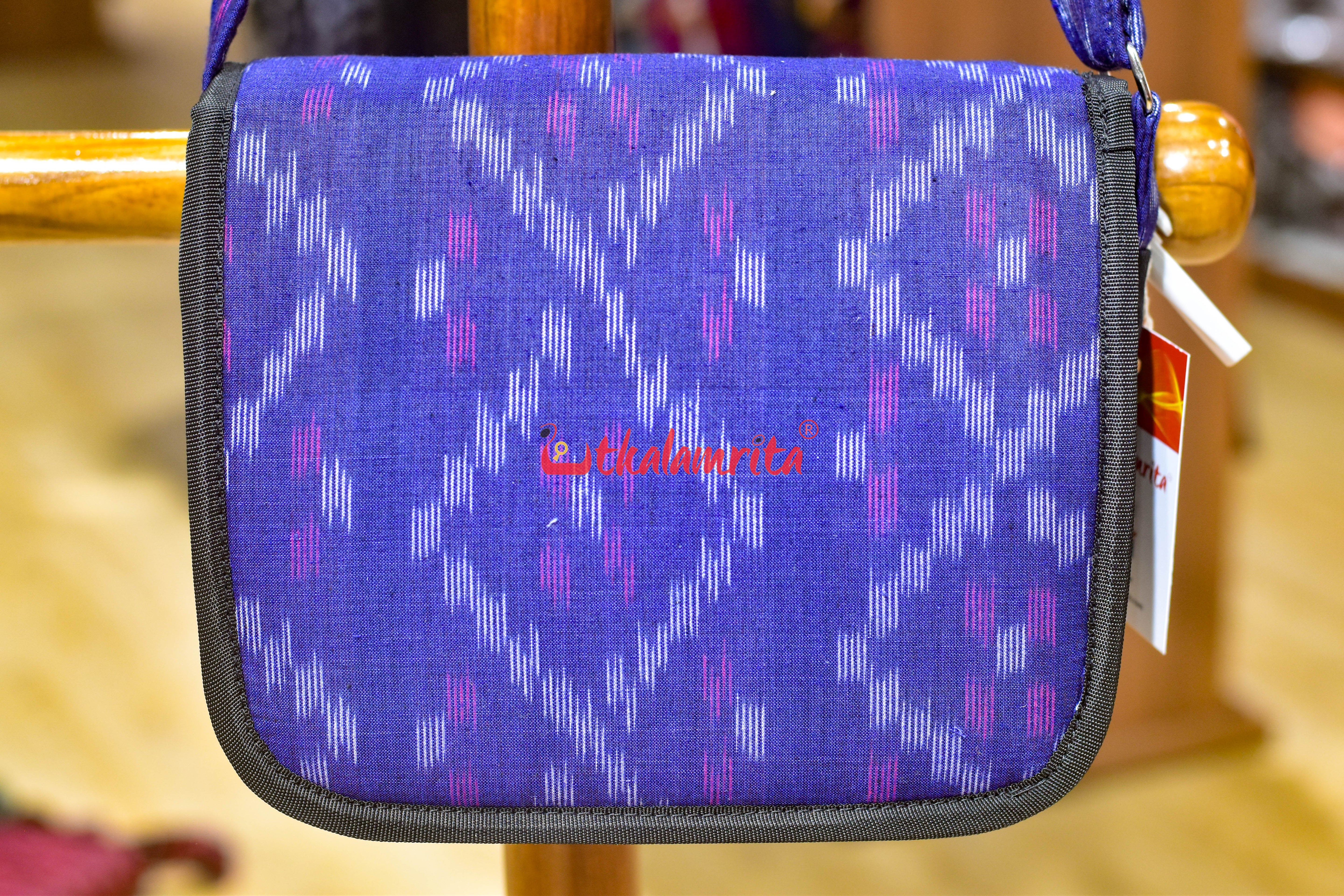 Blue Tetris Button Sling Bag