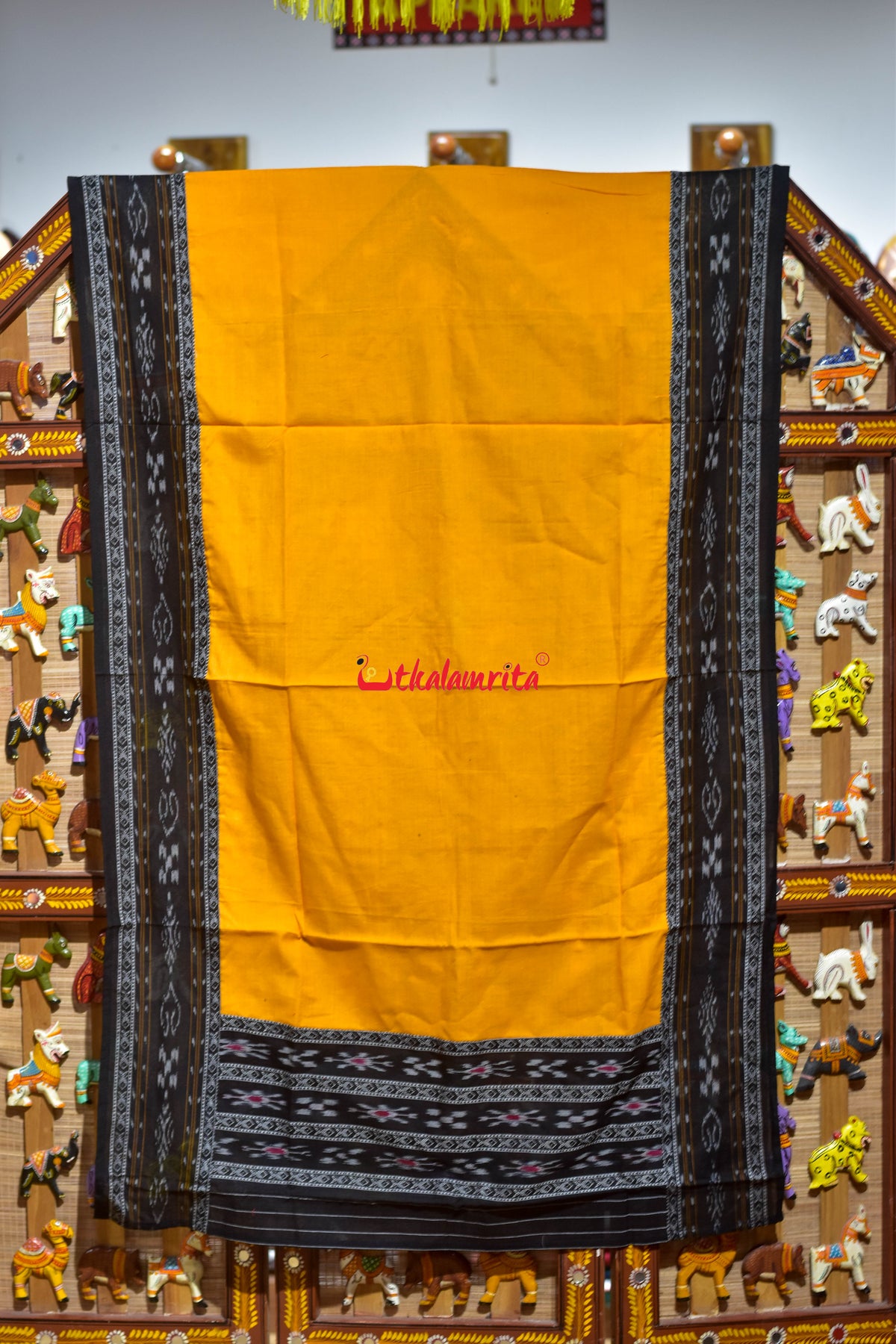 Black Yellow Middle Pasapali Flower Ikat Dress Set