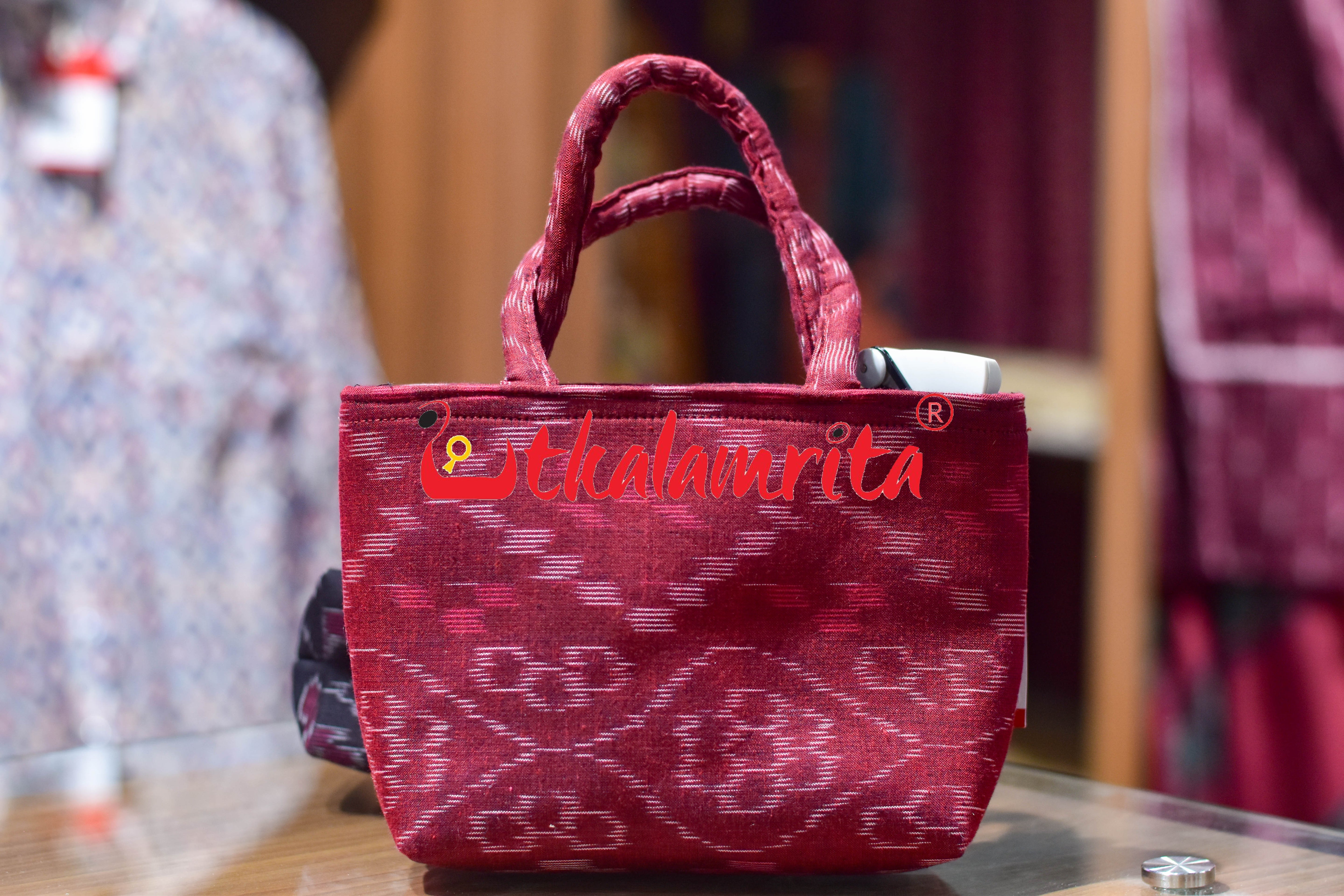 Maroon Tetris Mini Vanity Bag