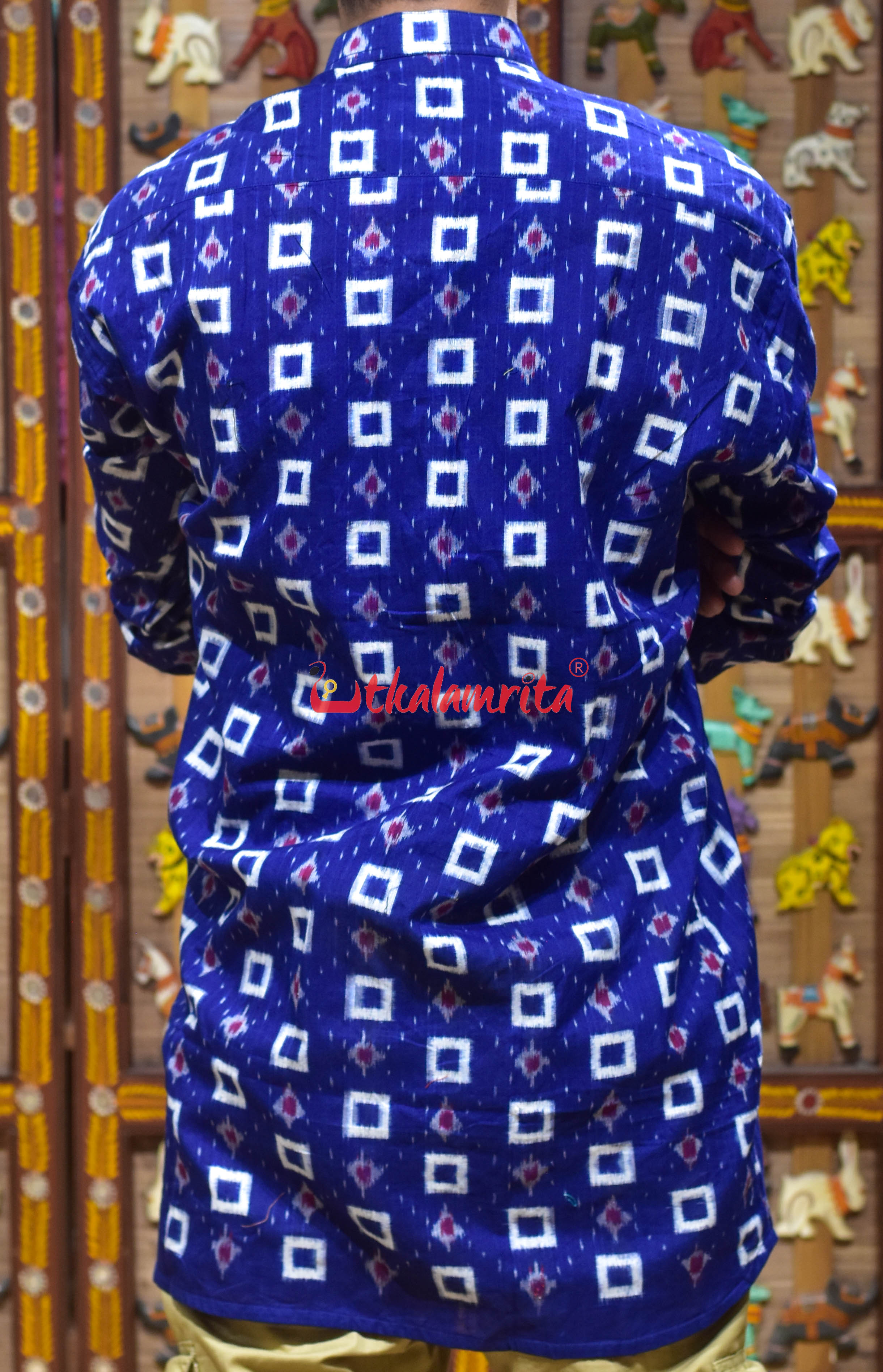 Blue White Dots Kothi (Men's Short Kurta)