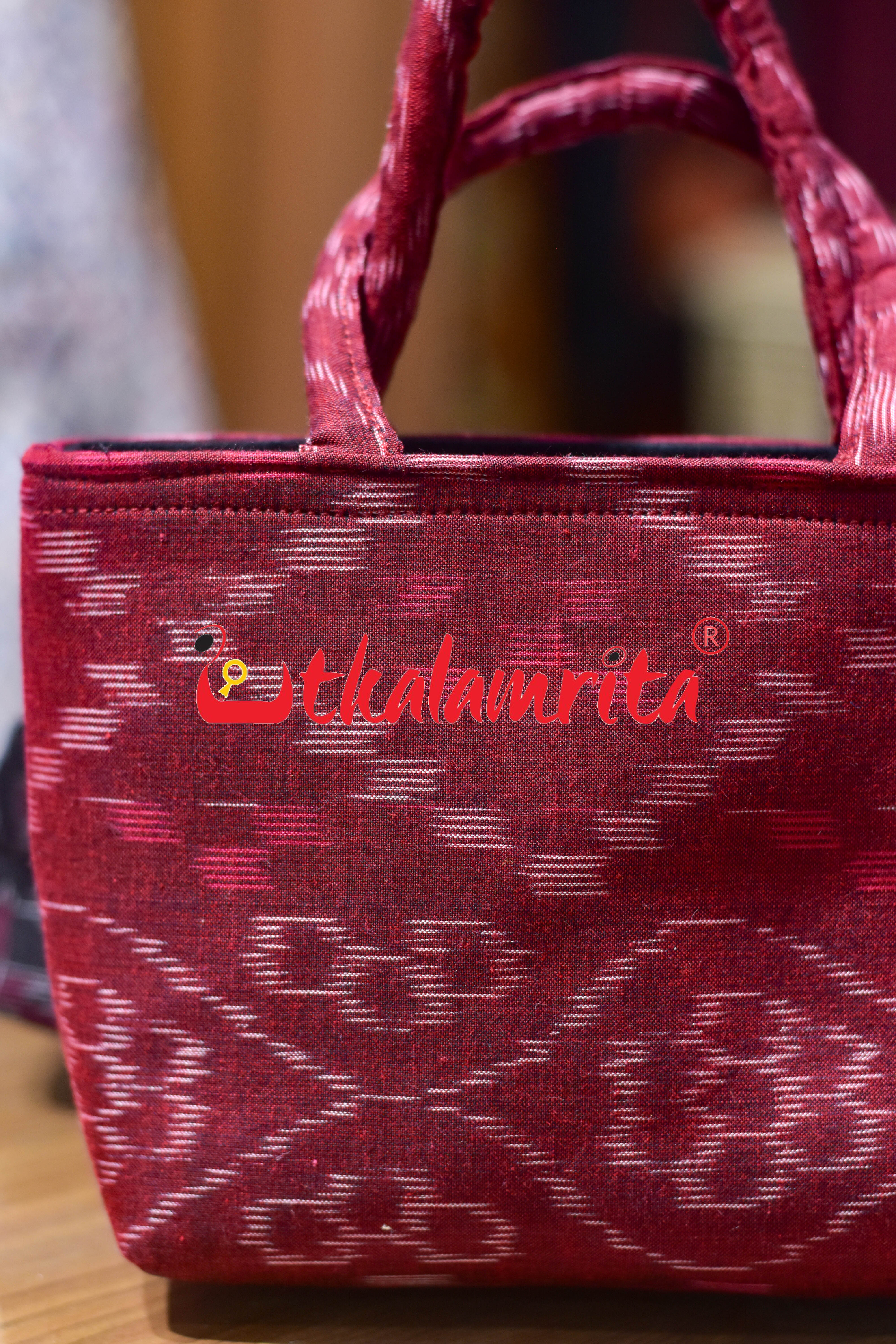 Maroon Tetris Mini Vanity Bag