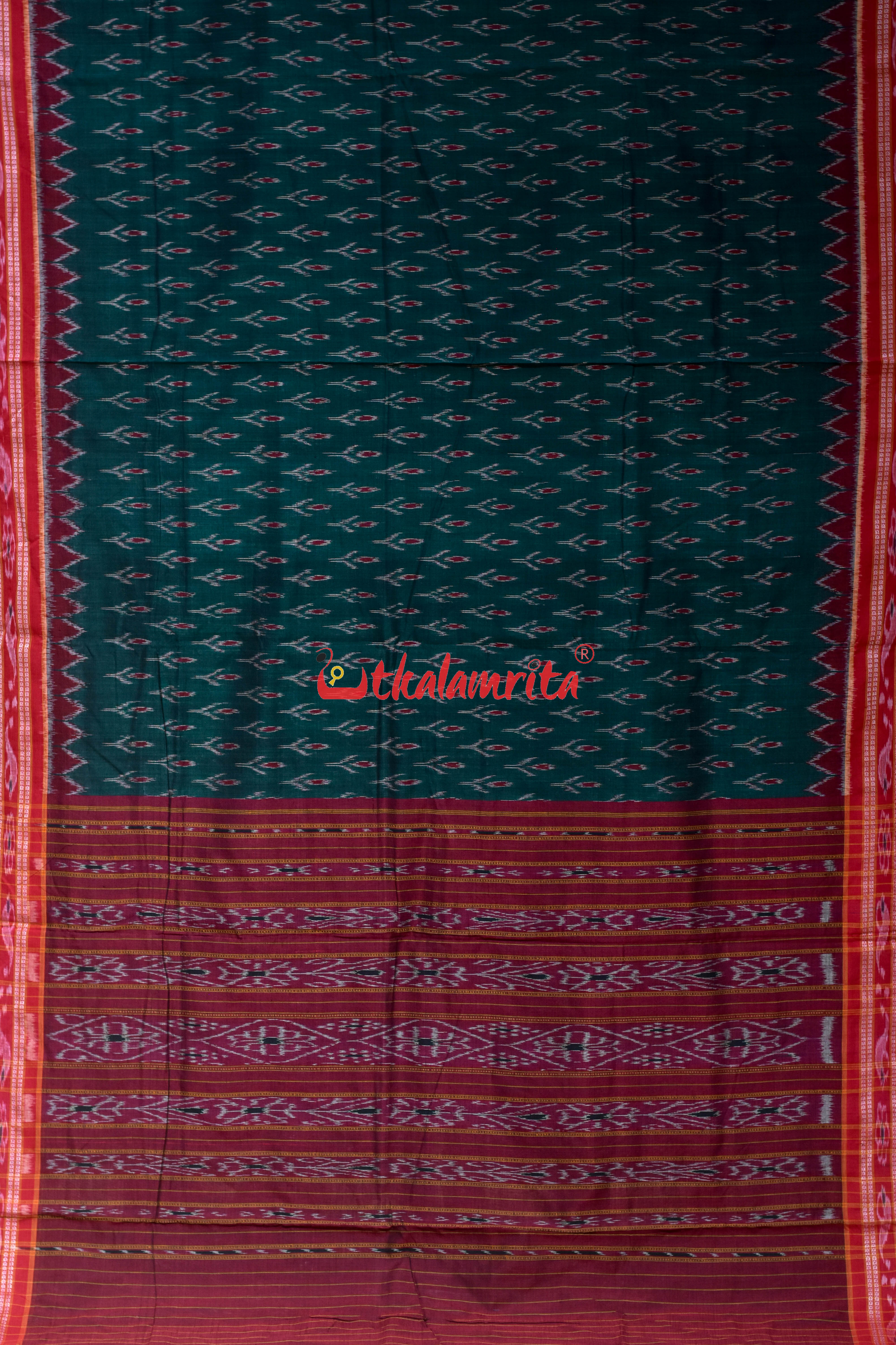 Bottle Green Labanga Bandha Khandua Cotton Saree