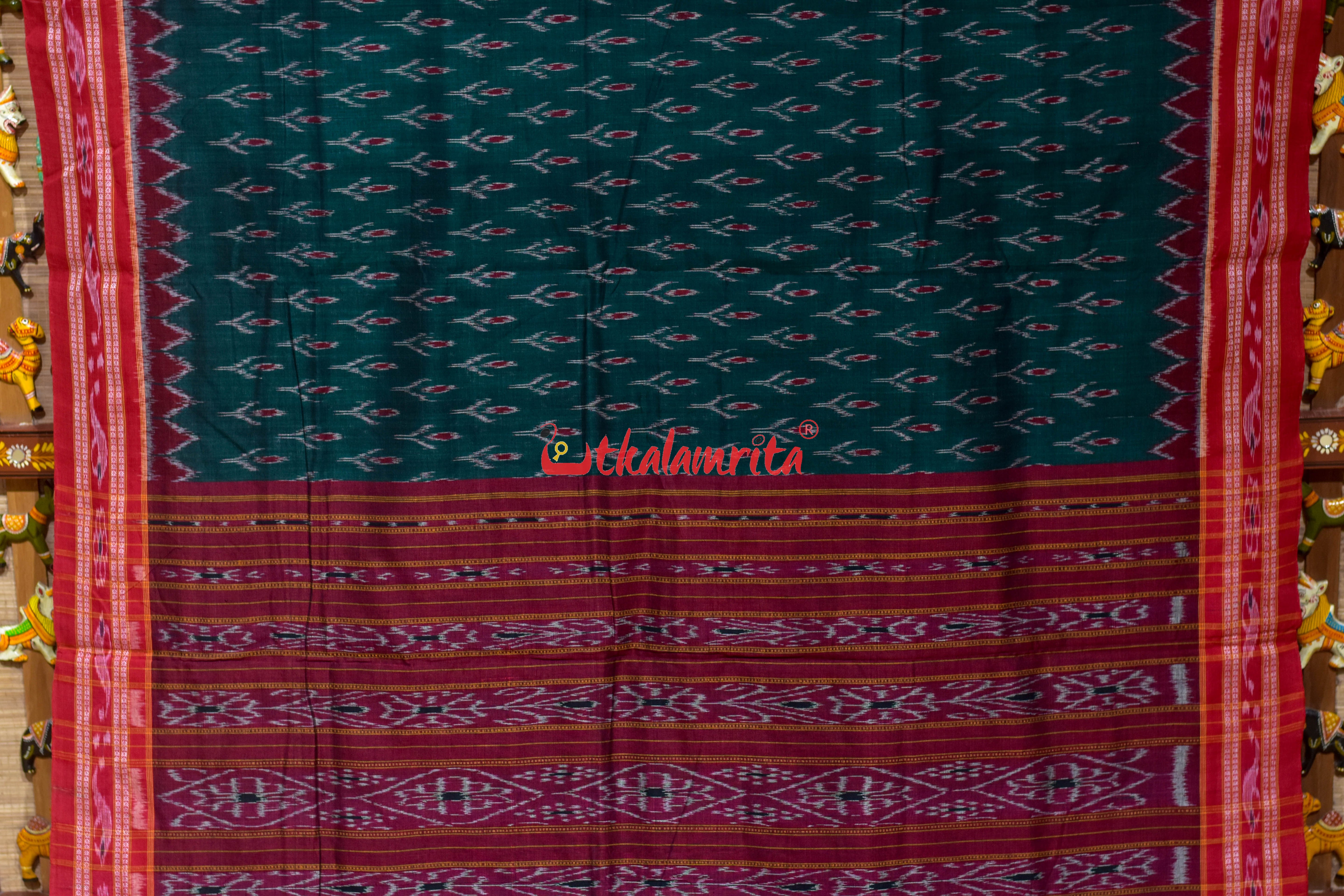 Bottle Green Labanga Bandha Khandua Cotton Saree