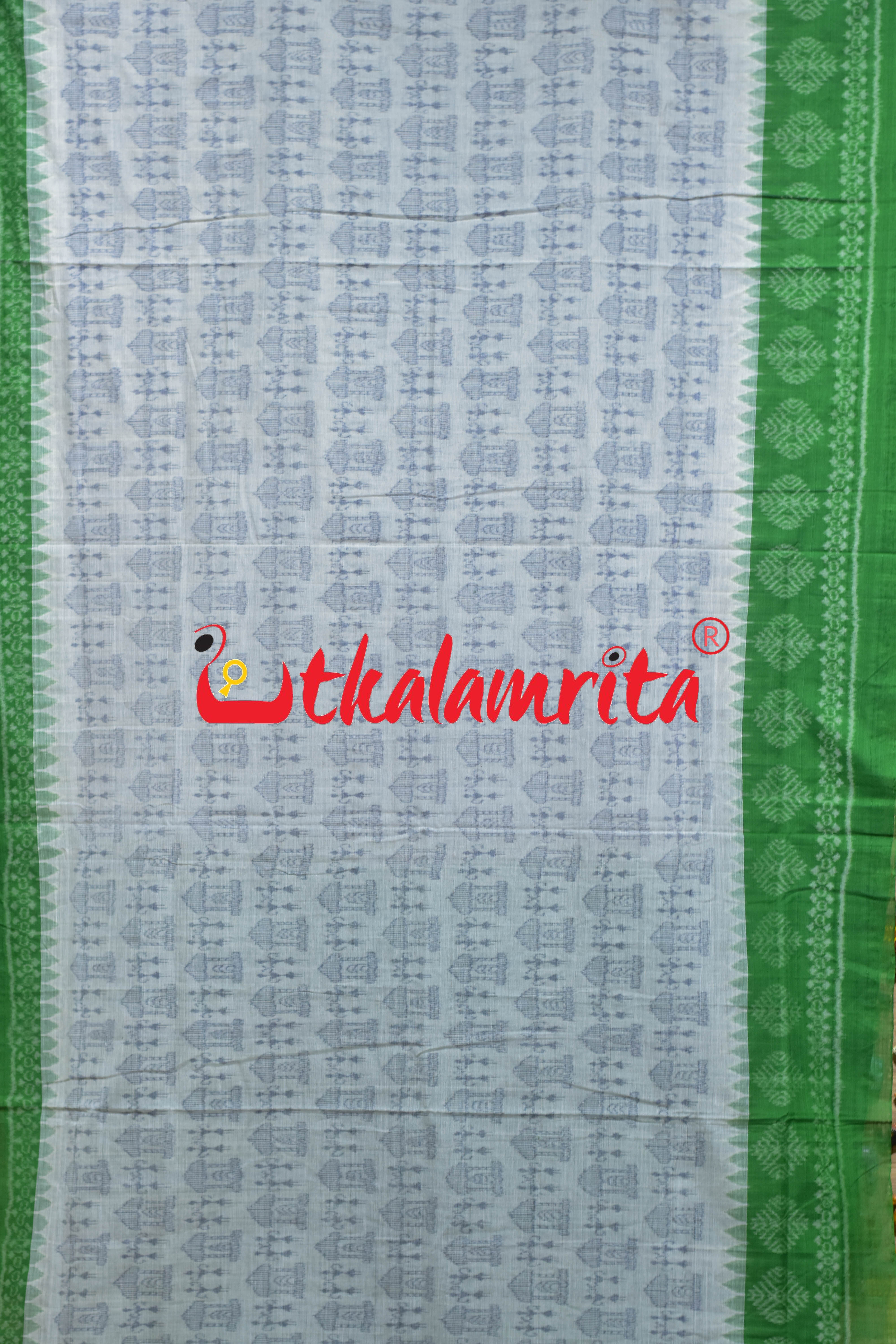 White Green Tribal Sambalpuri Cotton Saree