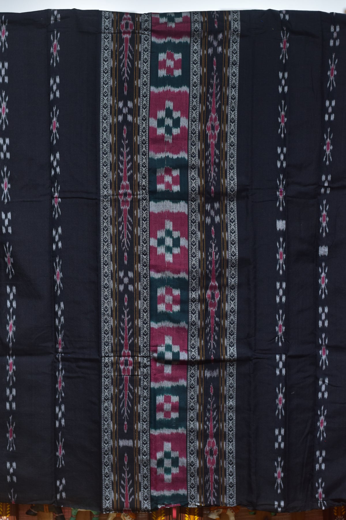 Black Yellow Middle Pasapali Flower Ikat Dress Set