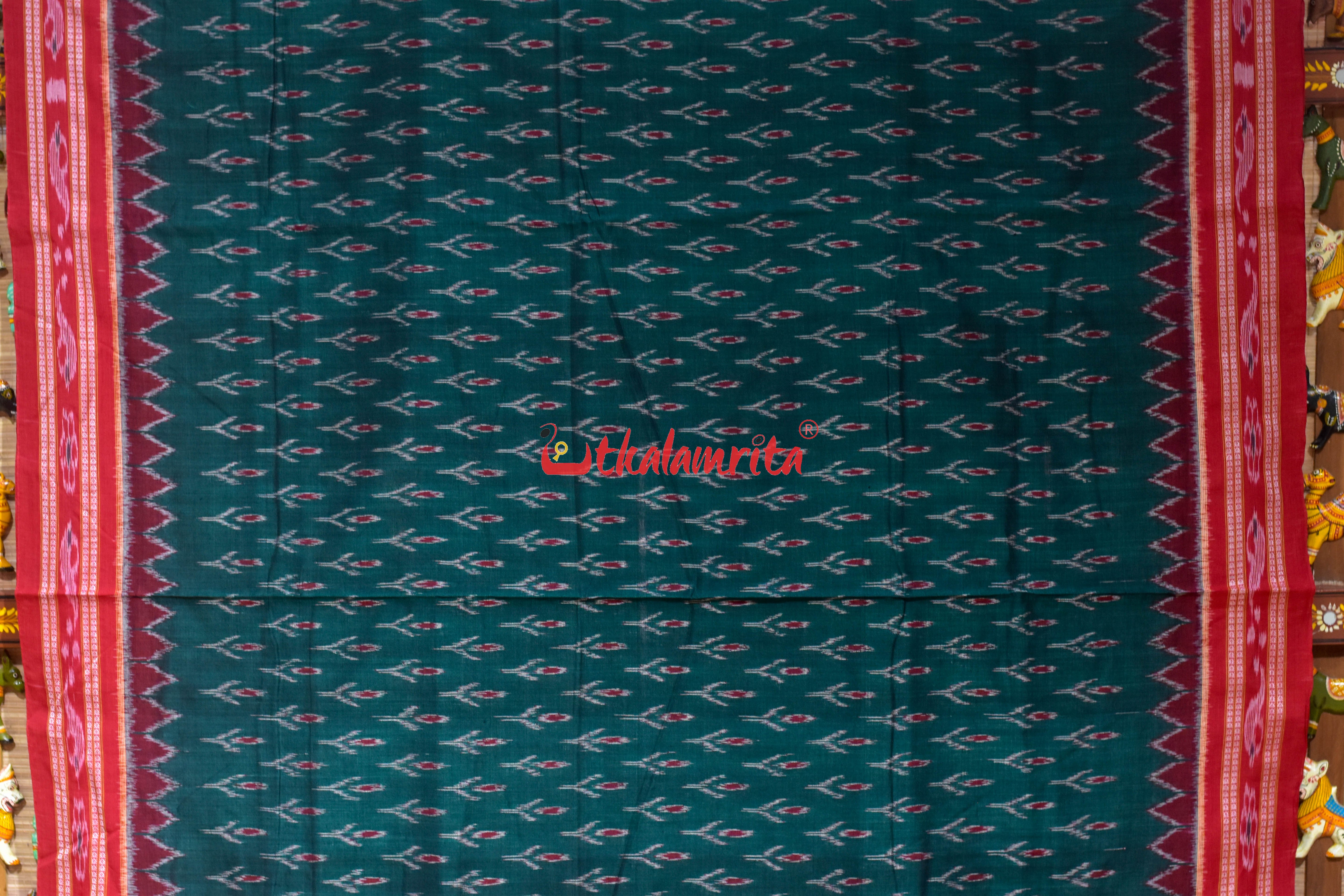 Bottle Green Labanga Bandha Khandua Cotton Saree