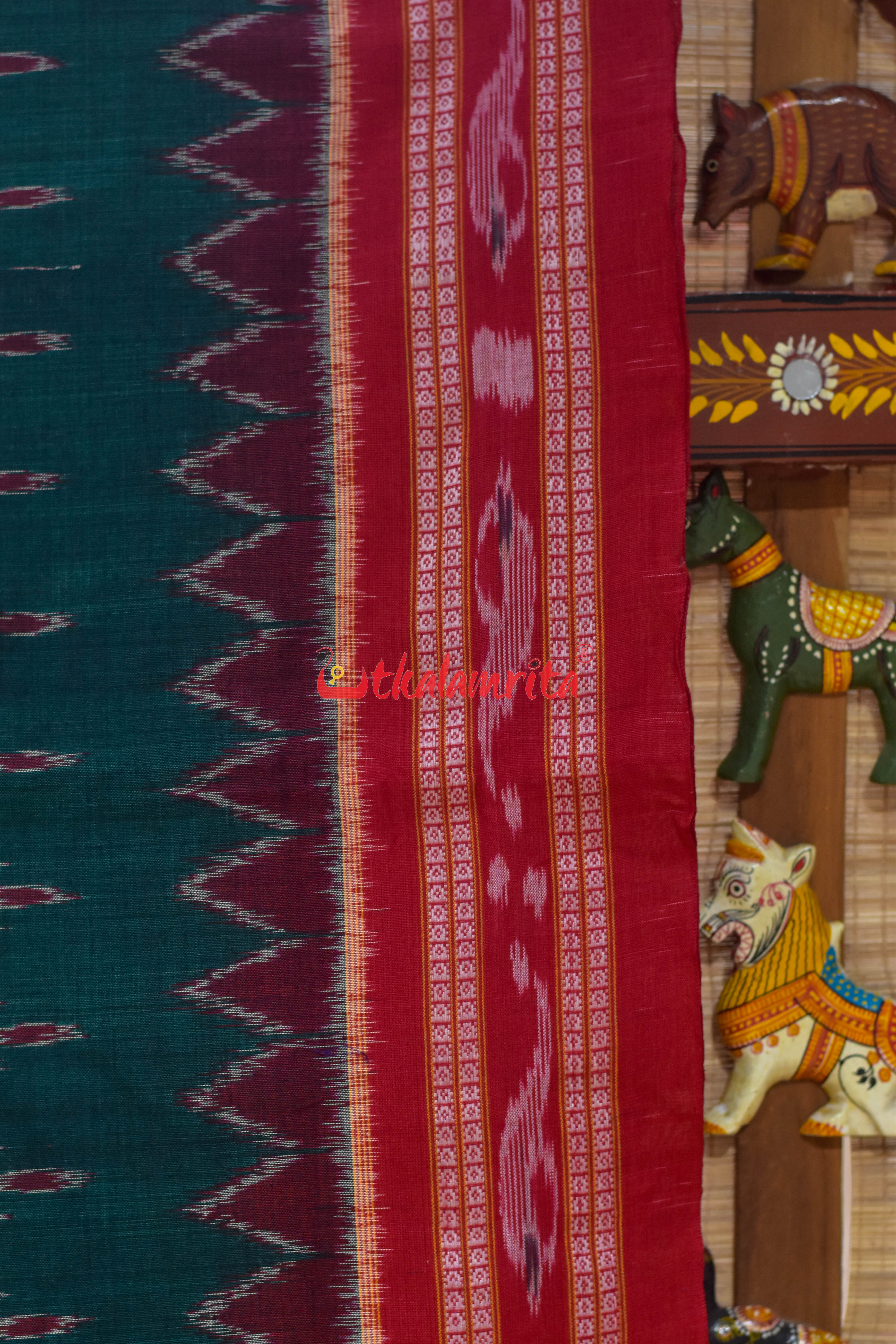 Bottle Green Labanga Bandha Khandua Cotton Saree