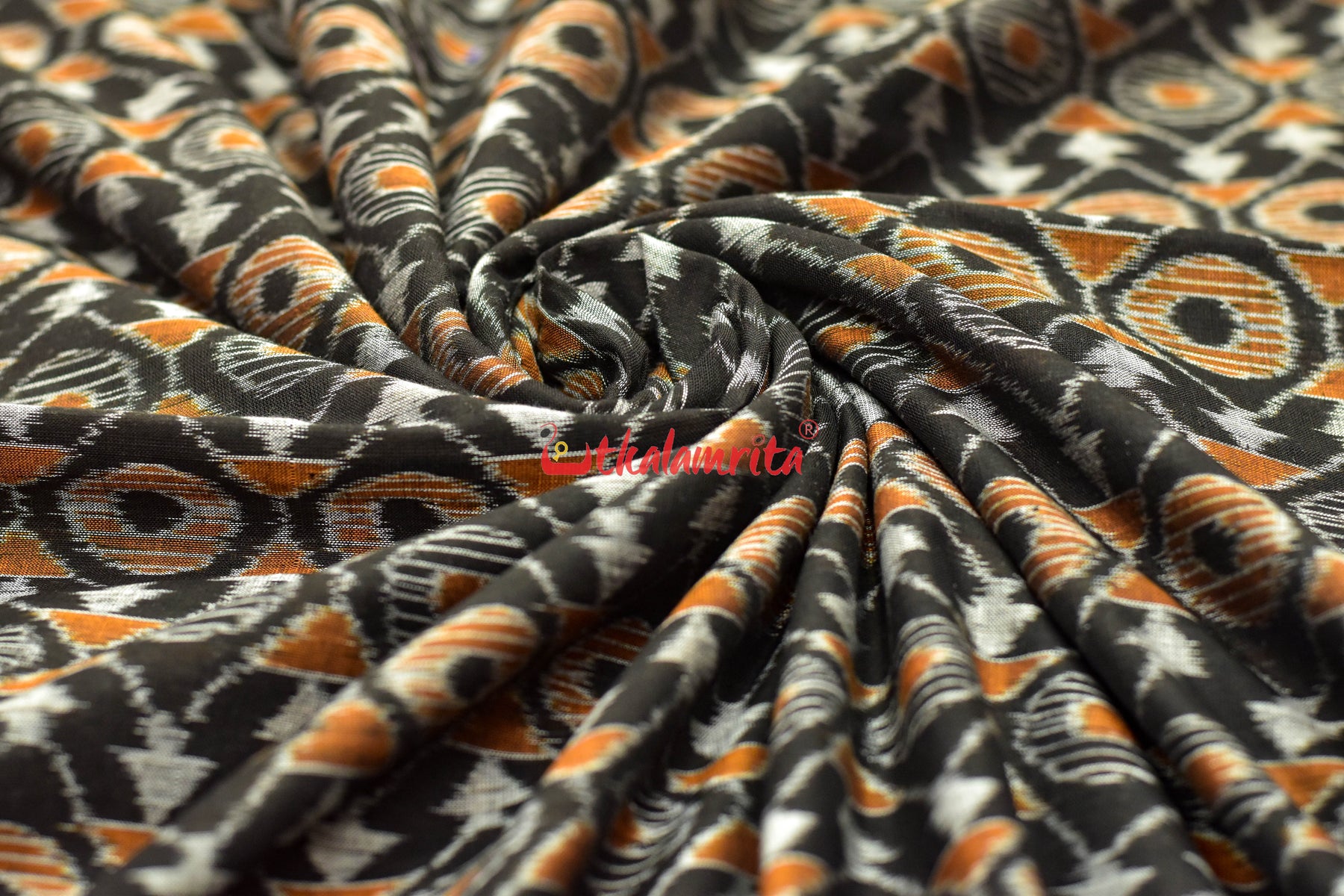 Black Mustard Asymetric Sambalpuri Cotton (Fabric)