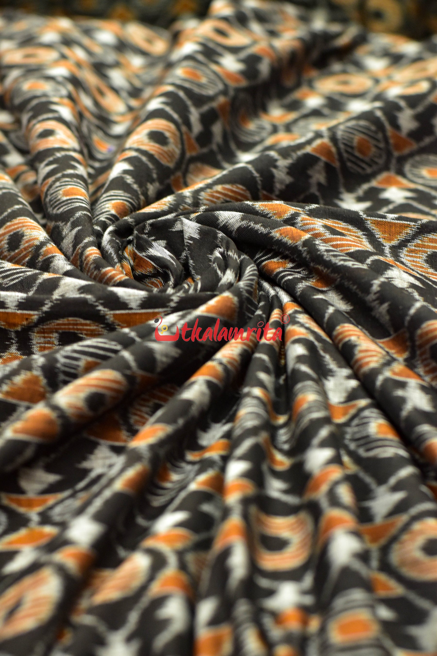 Black Mustard Asymetric Sambalpuri Cotton (Fabric)