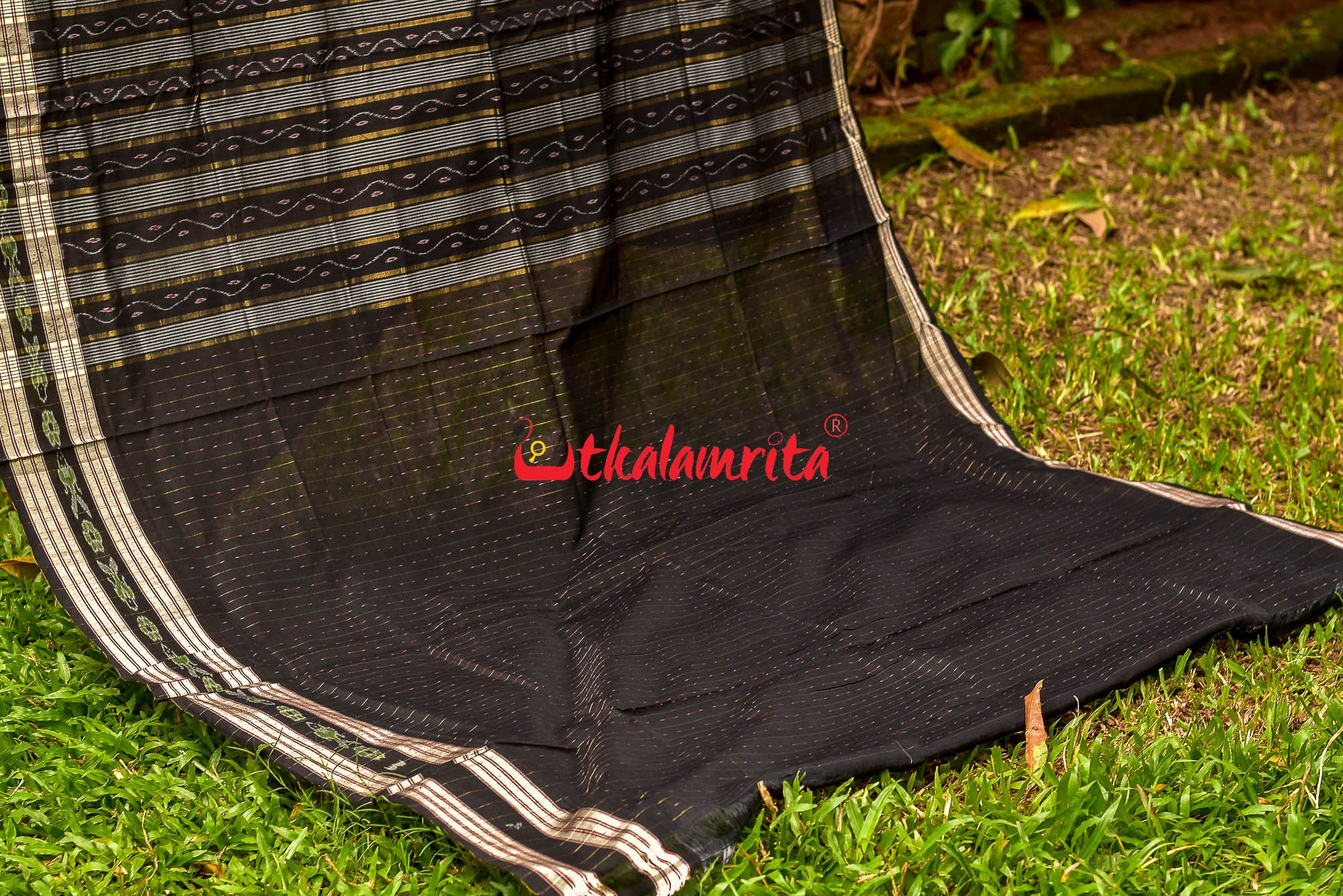 Grey Bandha Border Sambalpuri Cotton Saree
