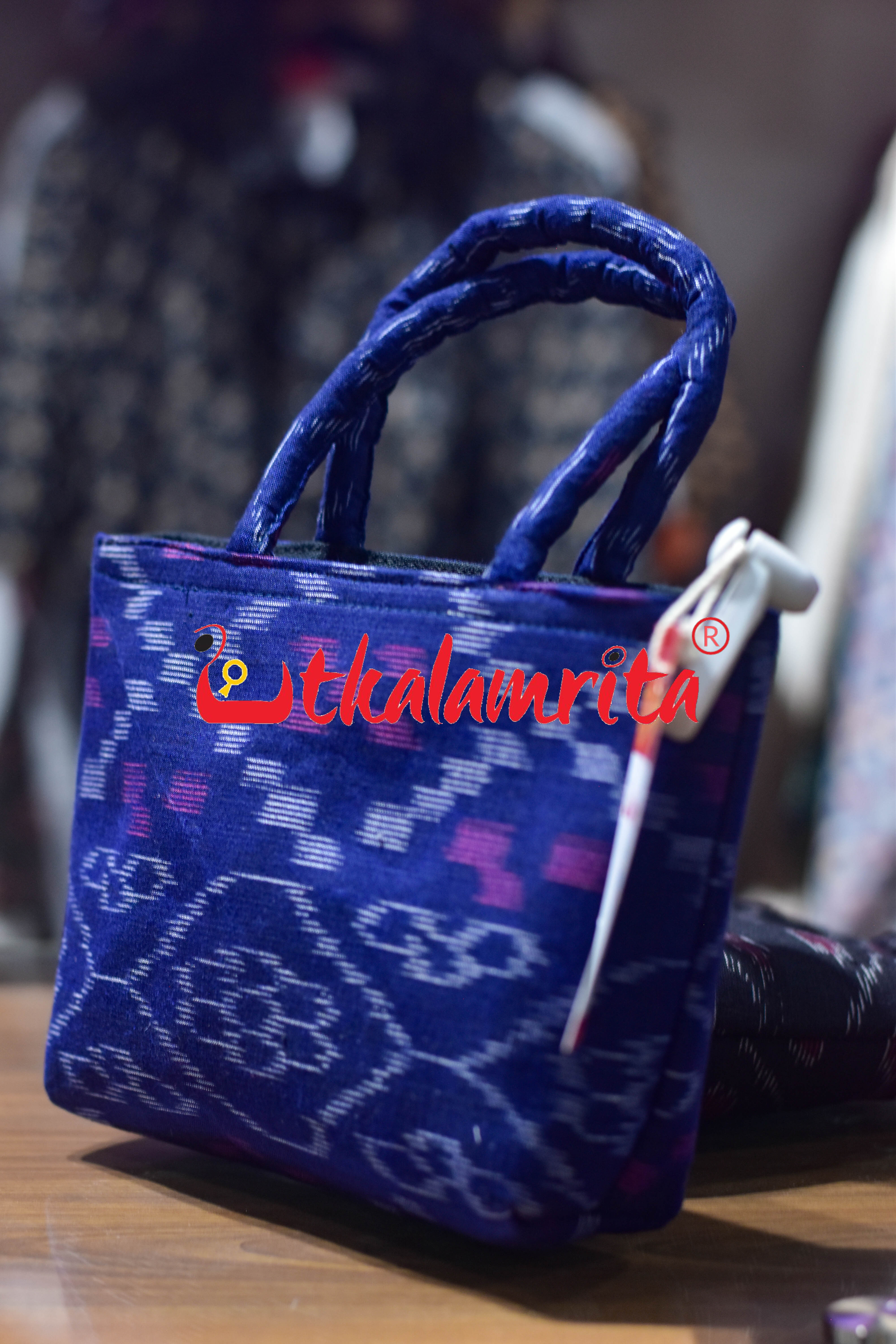 Blue Tetris Mini Vanity Bag