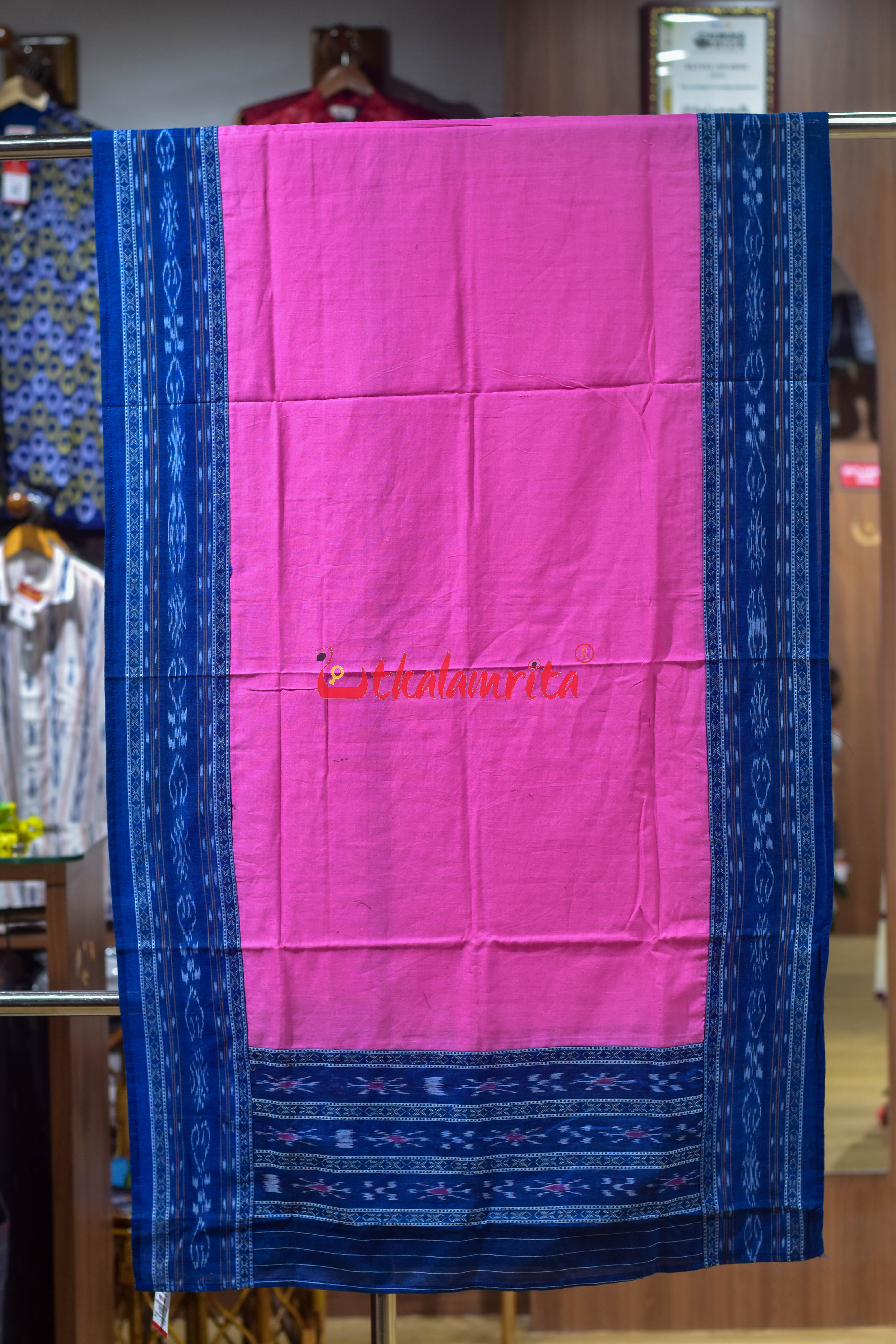 Blue Pink Middle Design Kadha Pasapali Dress Set