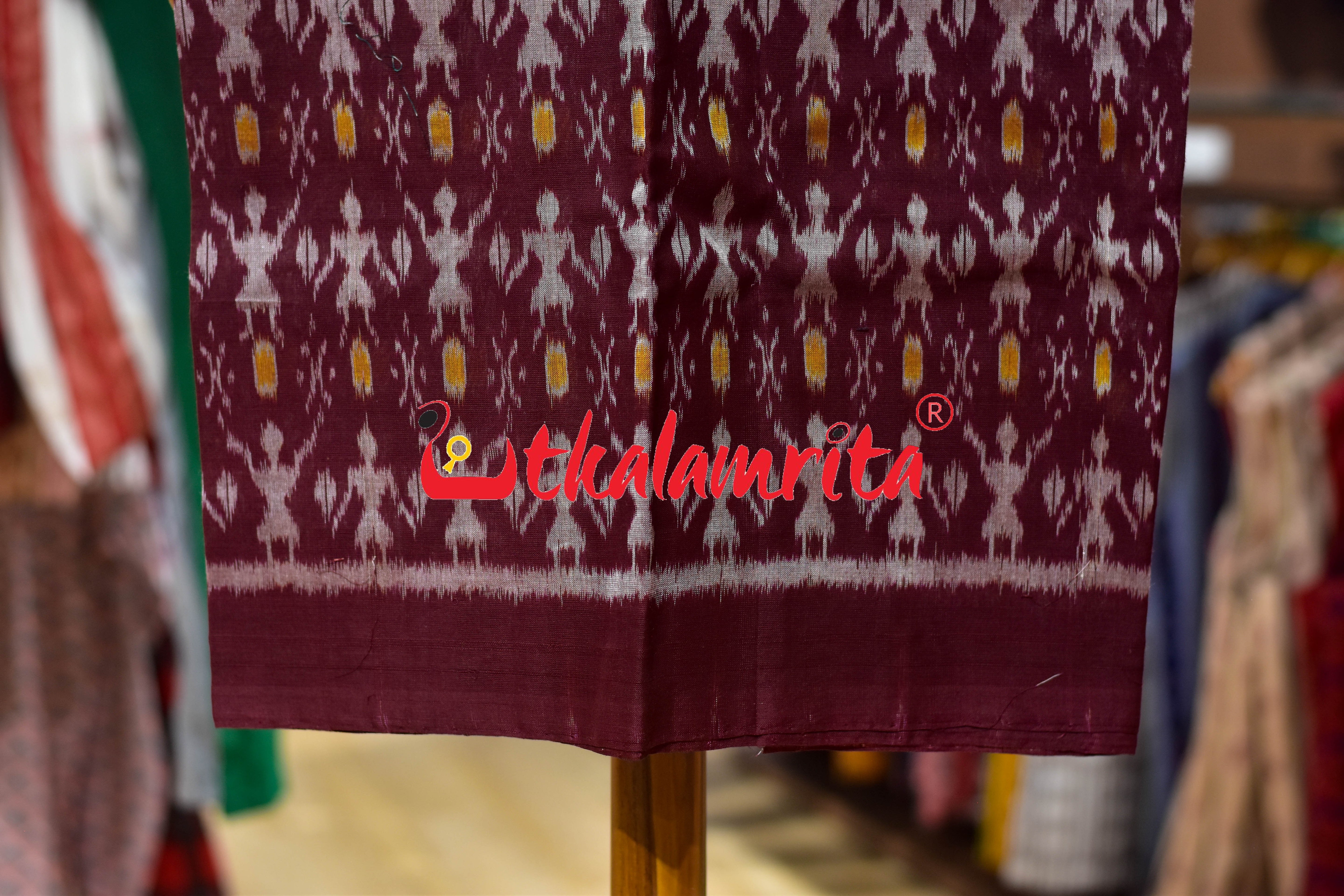 Dark Maroon Yellow Jodi Tribals Cotton Dress Set