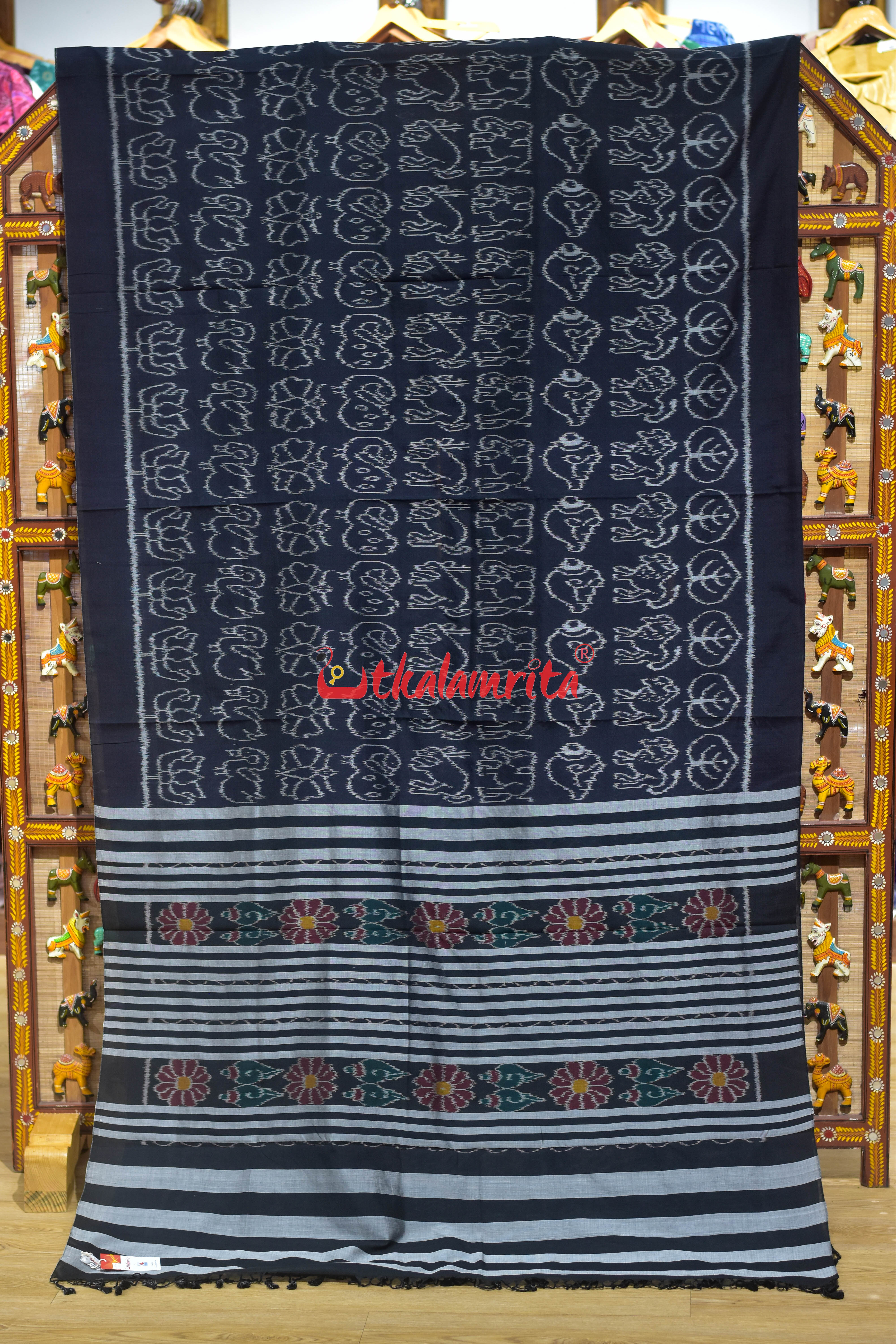 Black Nabakothi Khandua Cotton Saree