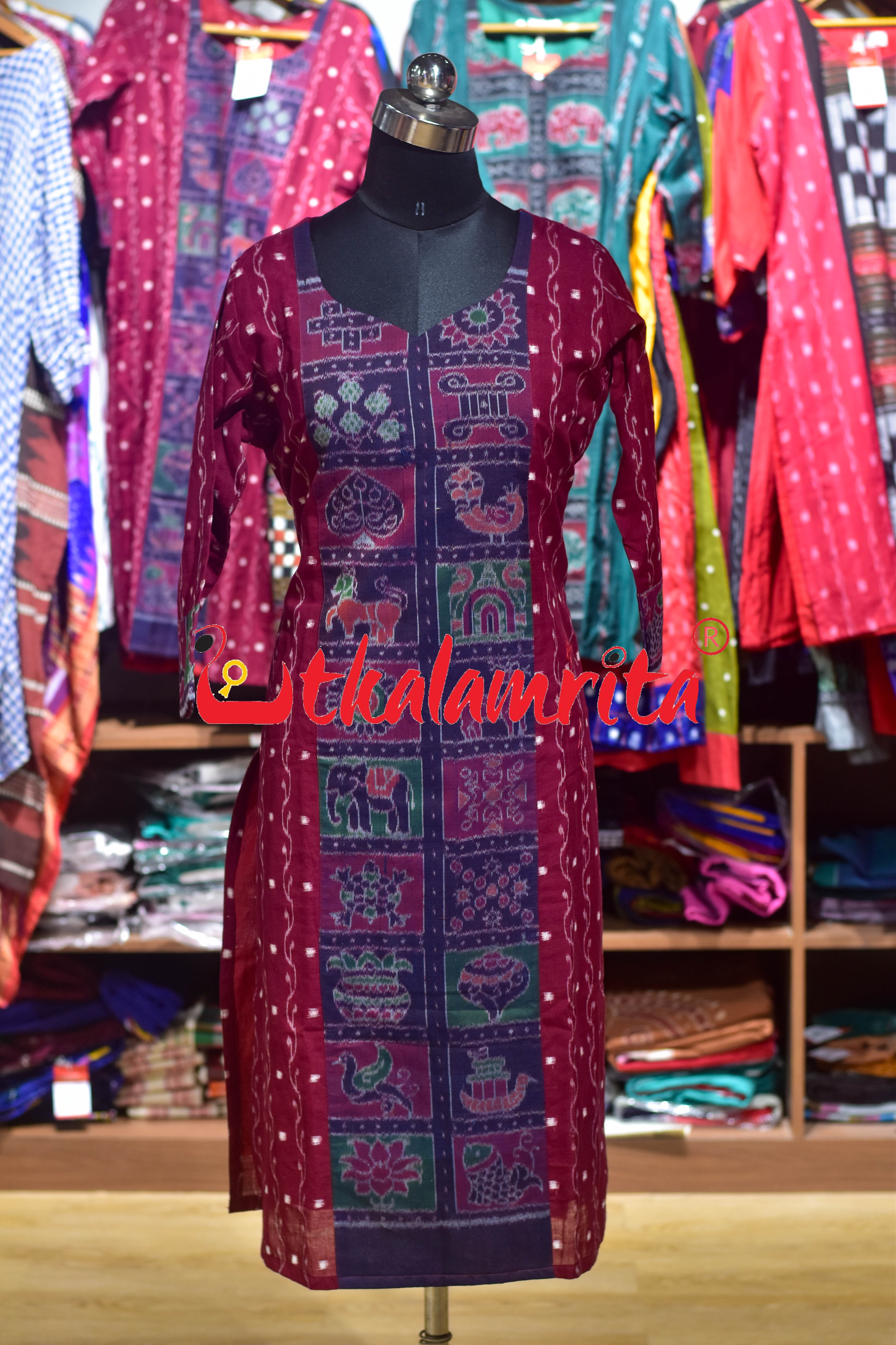 Maroon Tipa Lata Dasakothi (Ladies' Kurti)