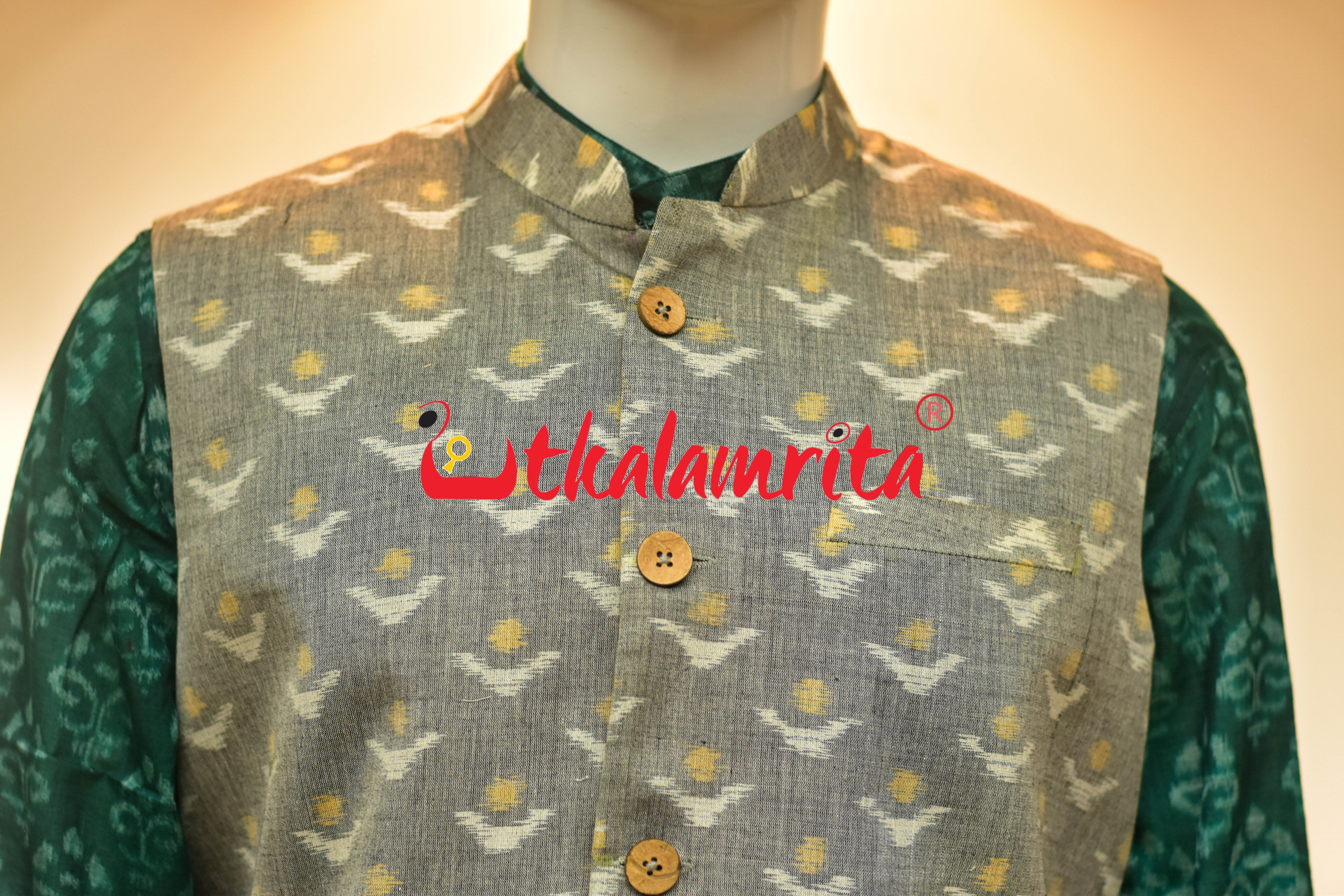 Grey Yellow Chandrika Ikat (Modi Jacket)