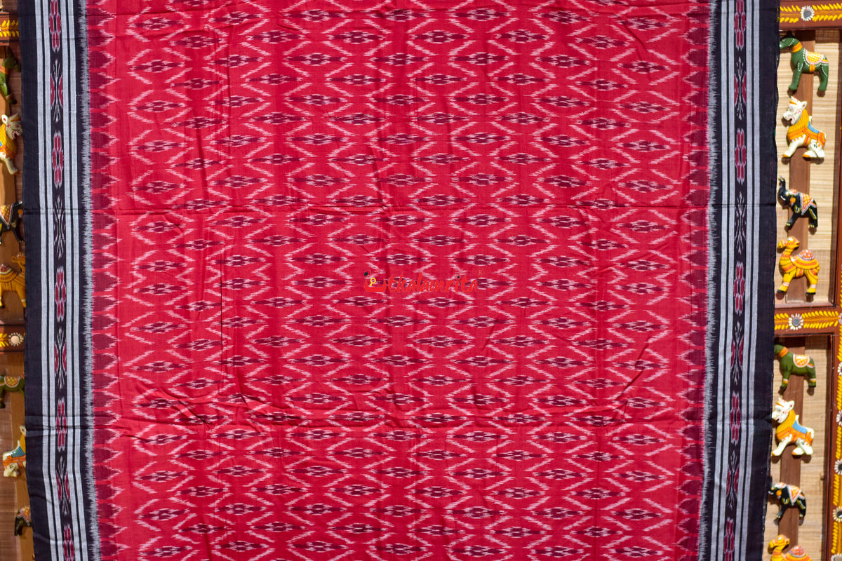 Red Black Phula Bandha Khandua Cotton Saree