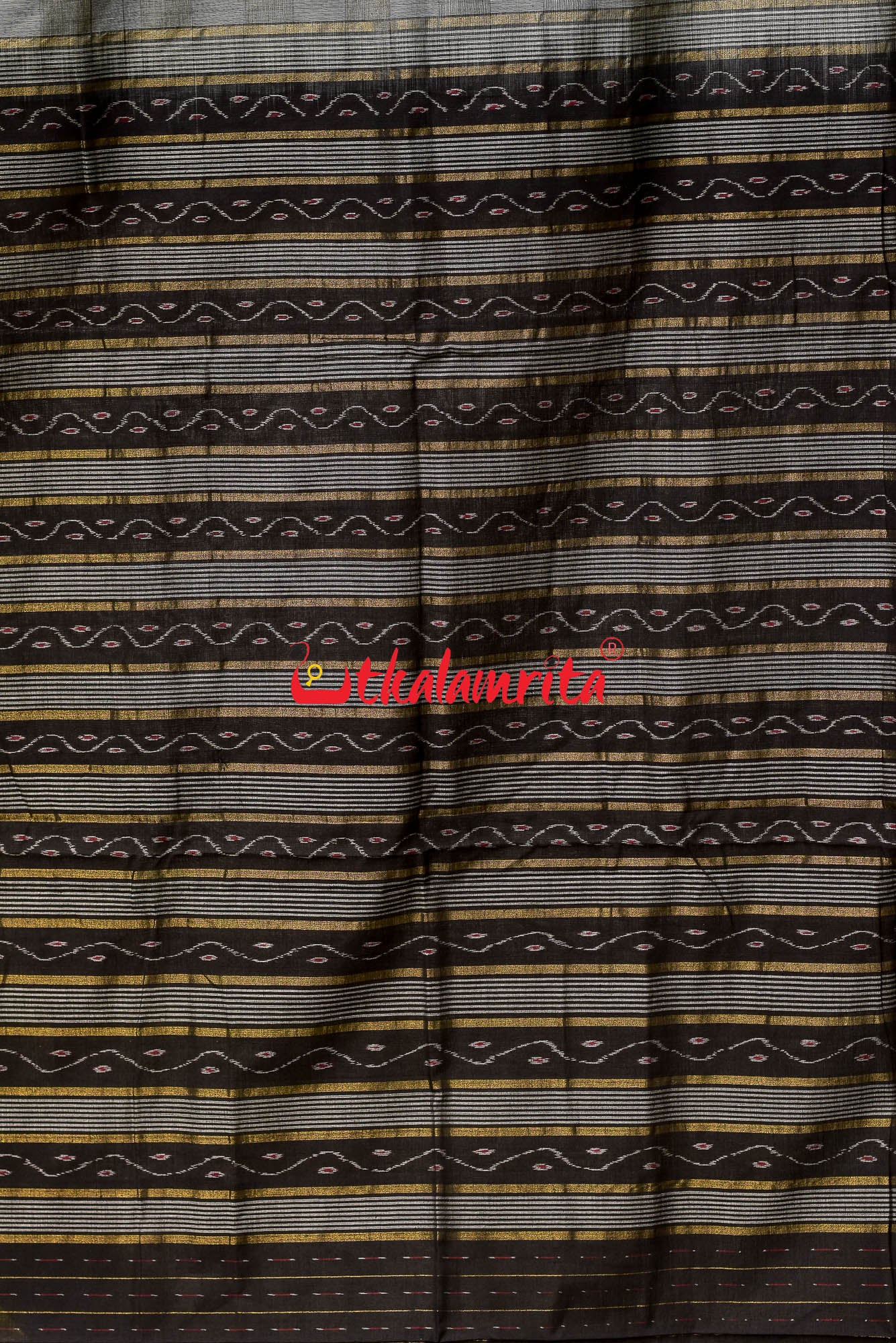 Grey Bandha Border Sambalpuri Cotton Saree