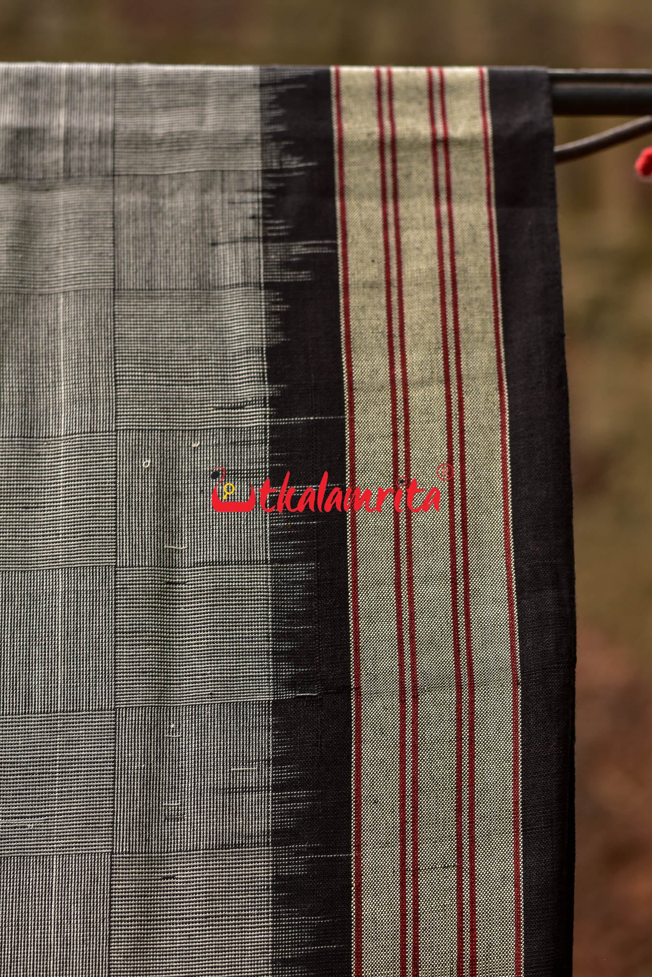 Grey Bandha Border Sambalpuri Cotton Saree