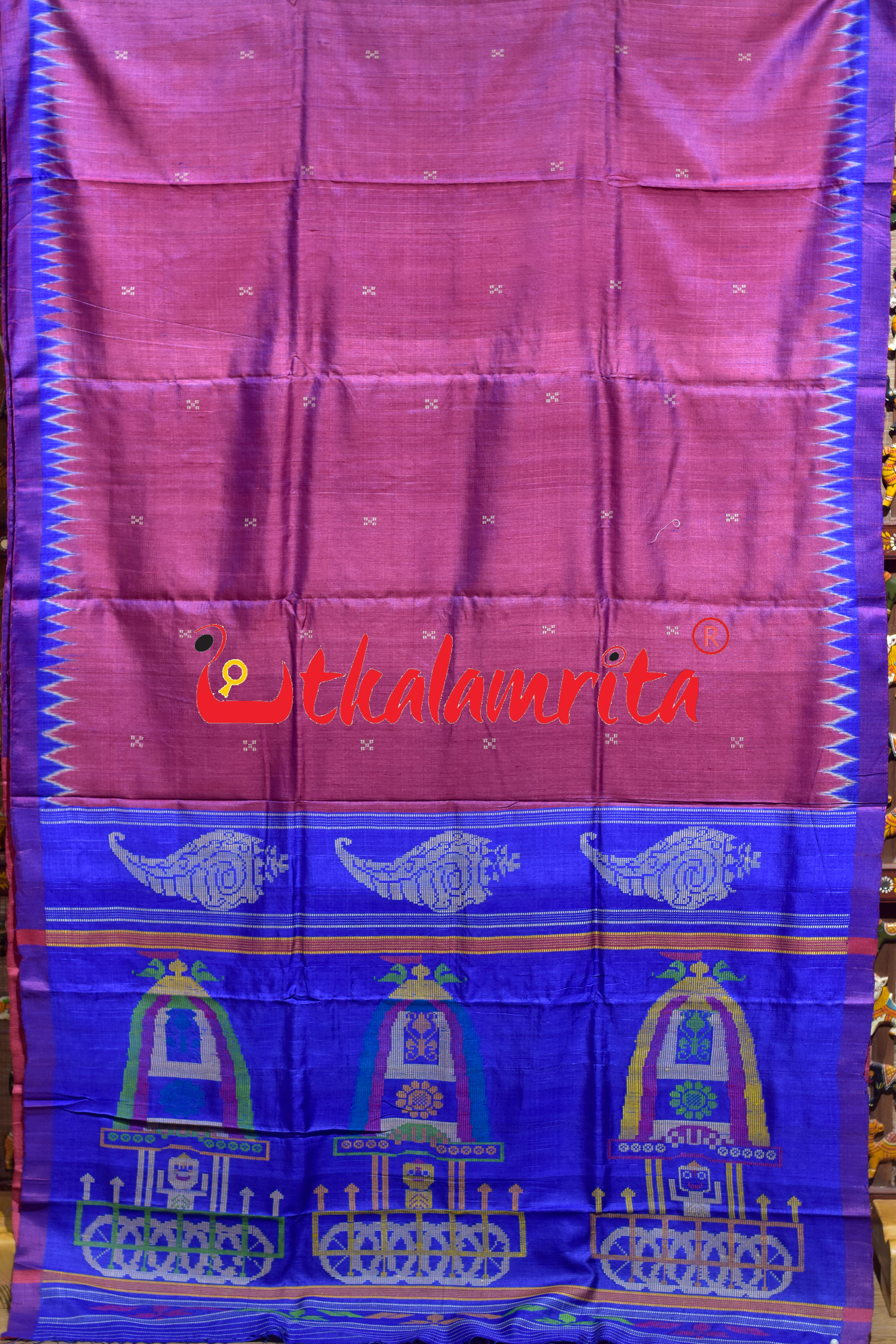 Red Purple Double Shade Phoda Anchal Gopalpur Tussar Saree