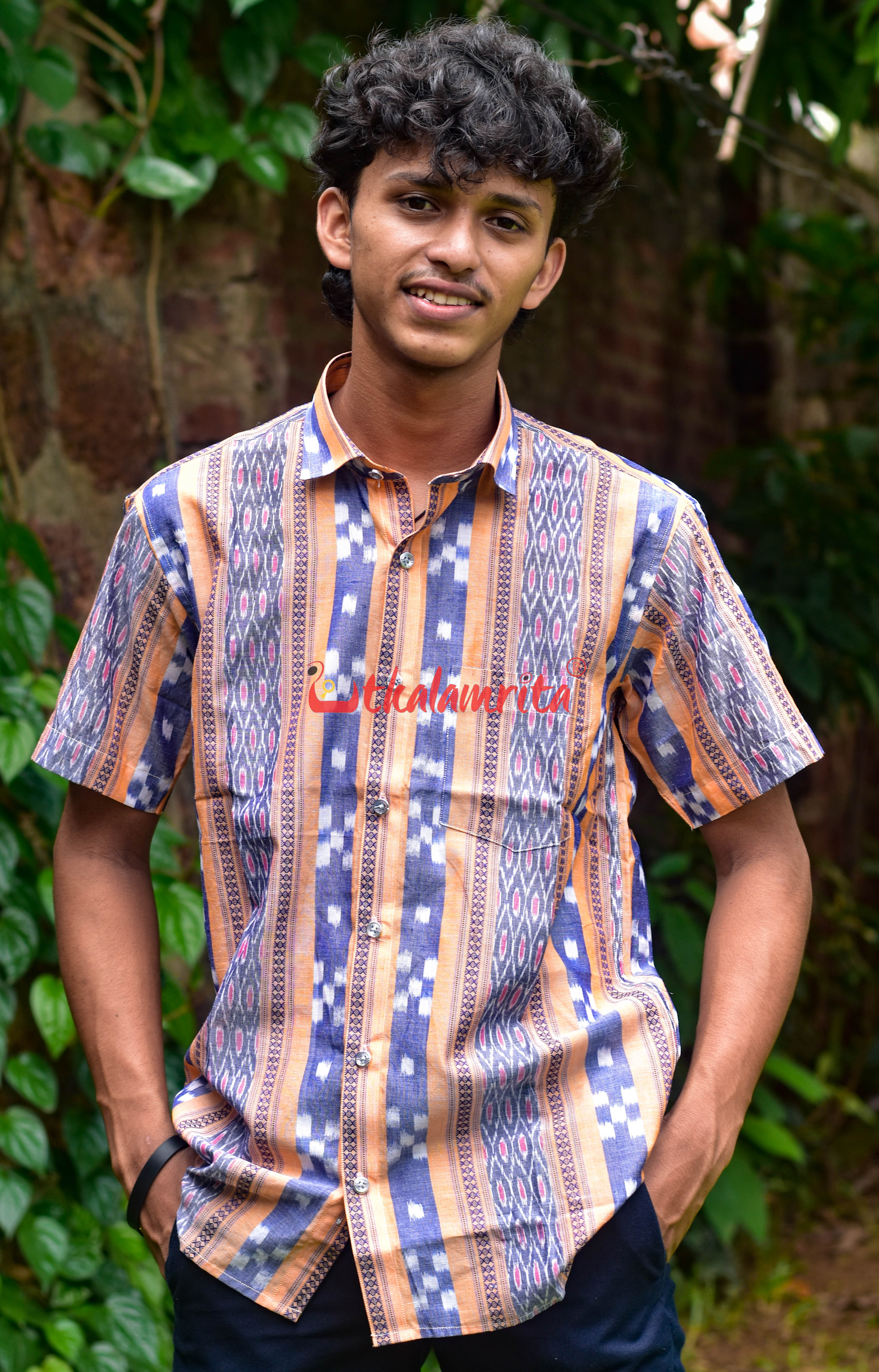 Pastel Orange Blue Pasapali (Mens' Half Shirt)