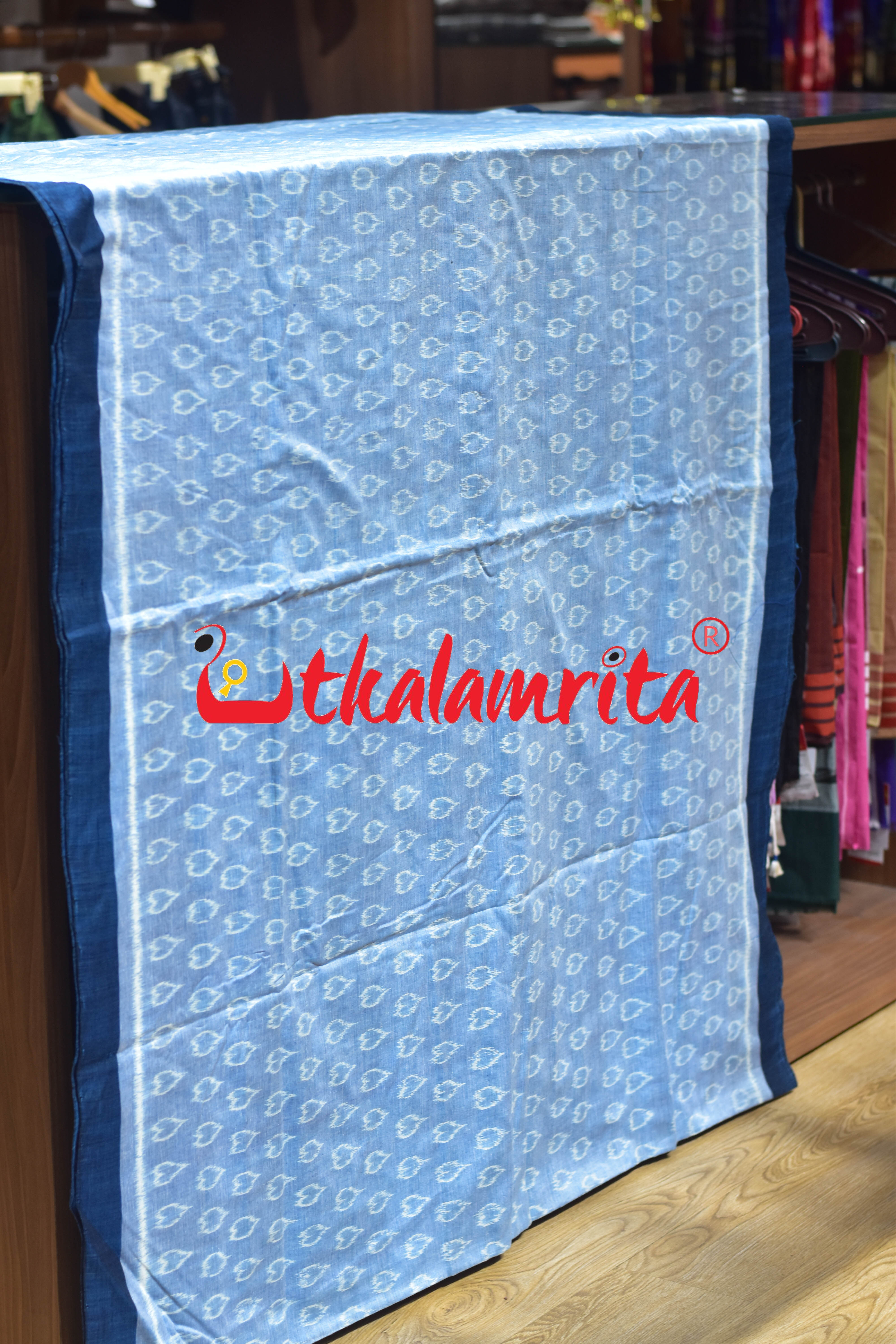 Blue Hearts Single Ikat Cotton (Fabric)