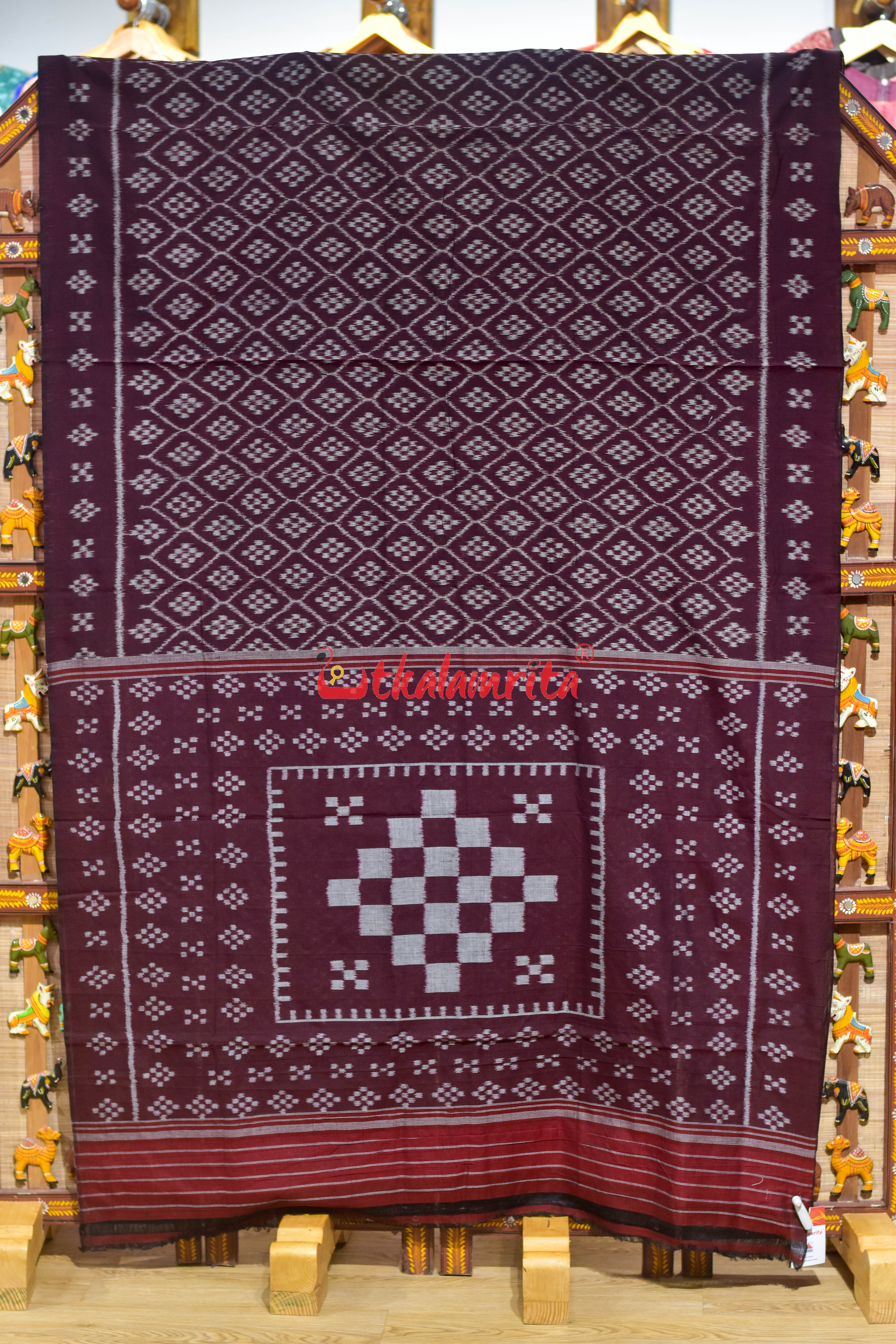 Coffee Body Pasapali Khandua Cotton Saree
