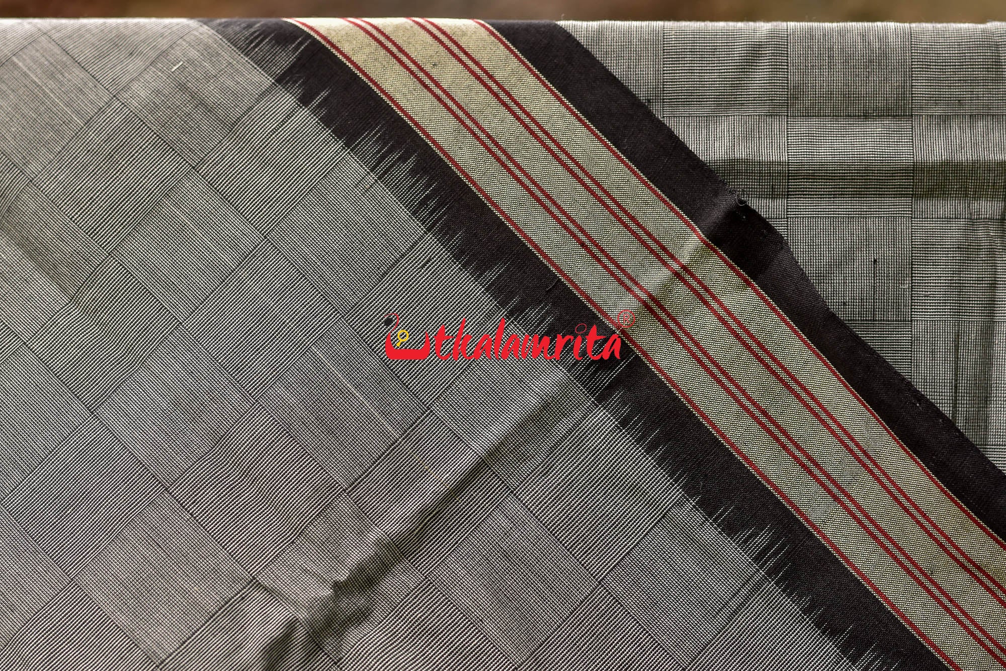 Grey Bandha Border Sambalpuri Cotton Saree
