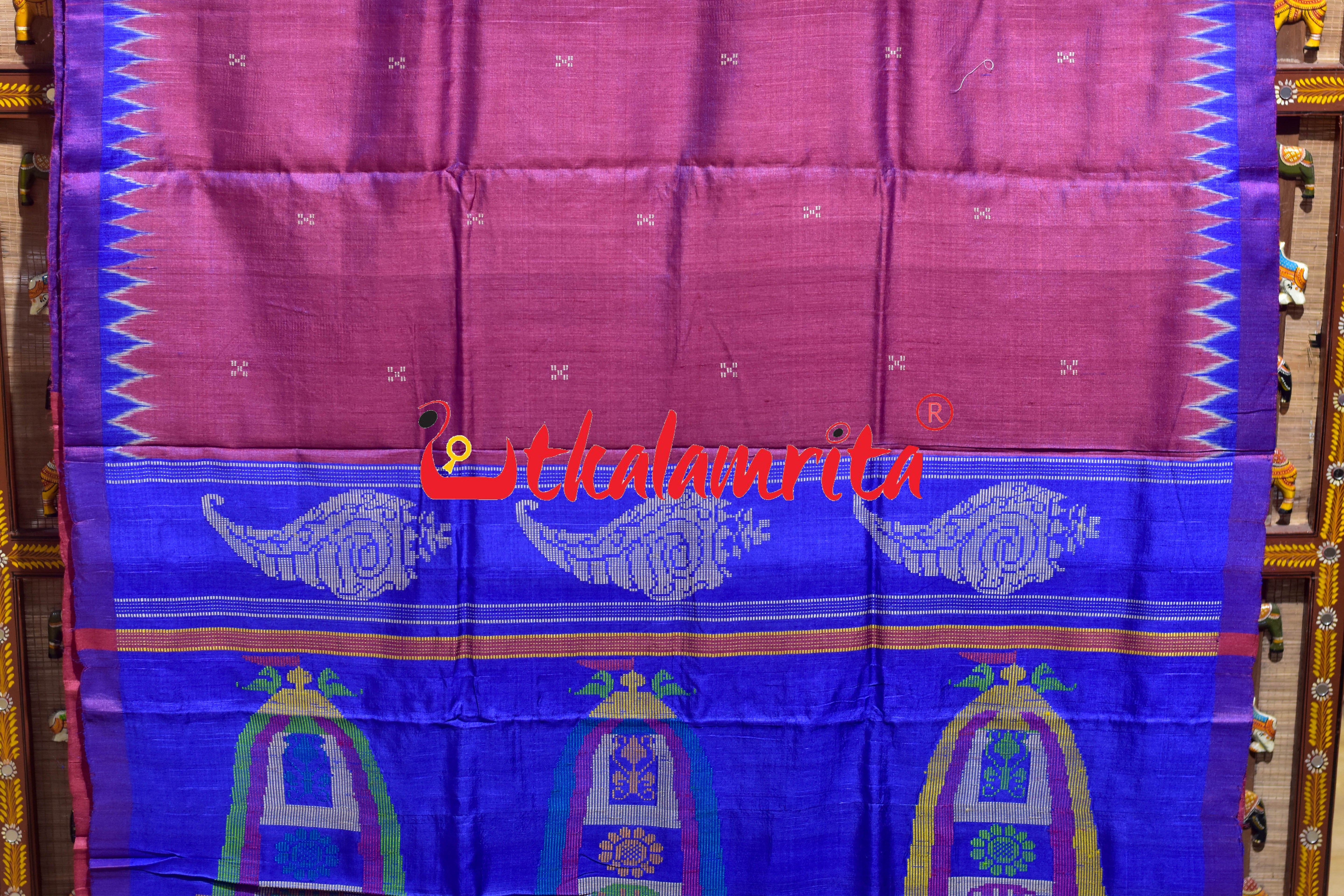 Red Purple Double Shade Phoda Anchal Gopalpur Tussar Saree