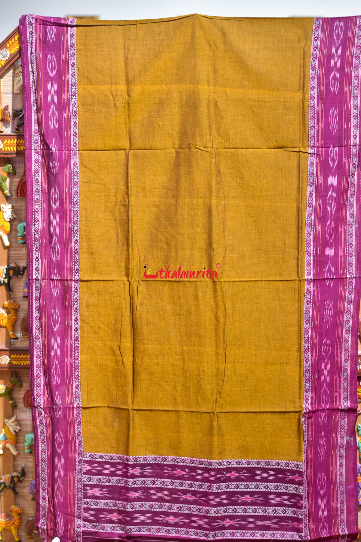Magenta Golden Middle Pasapali Flower Ikat Dress Set
