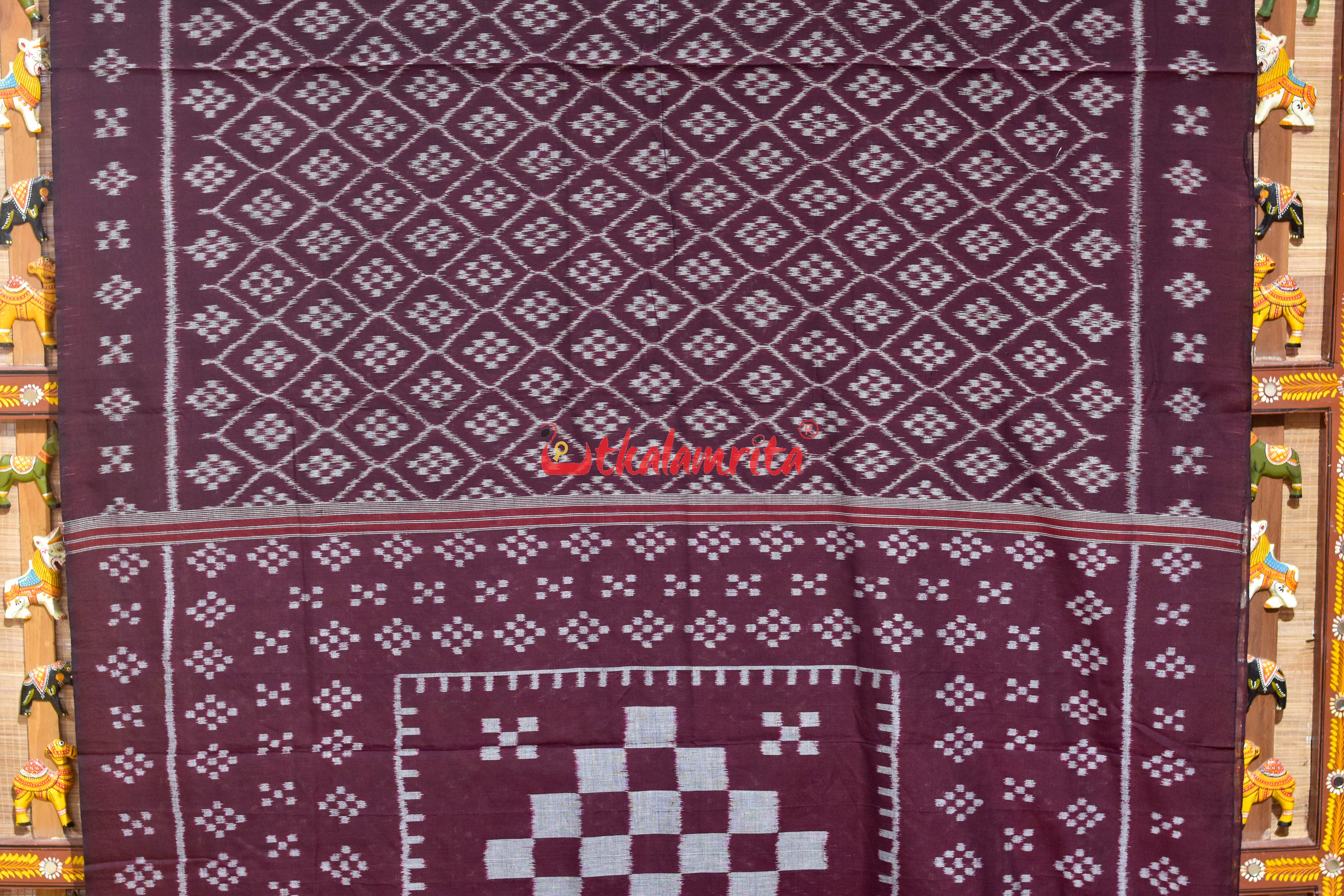Coffee Body Pasapali Khandua Cotton Saree