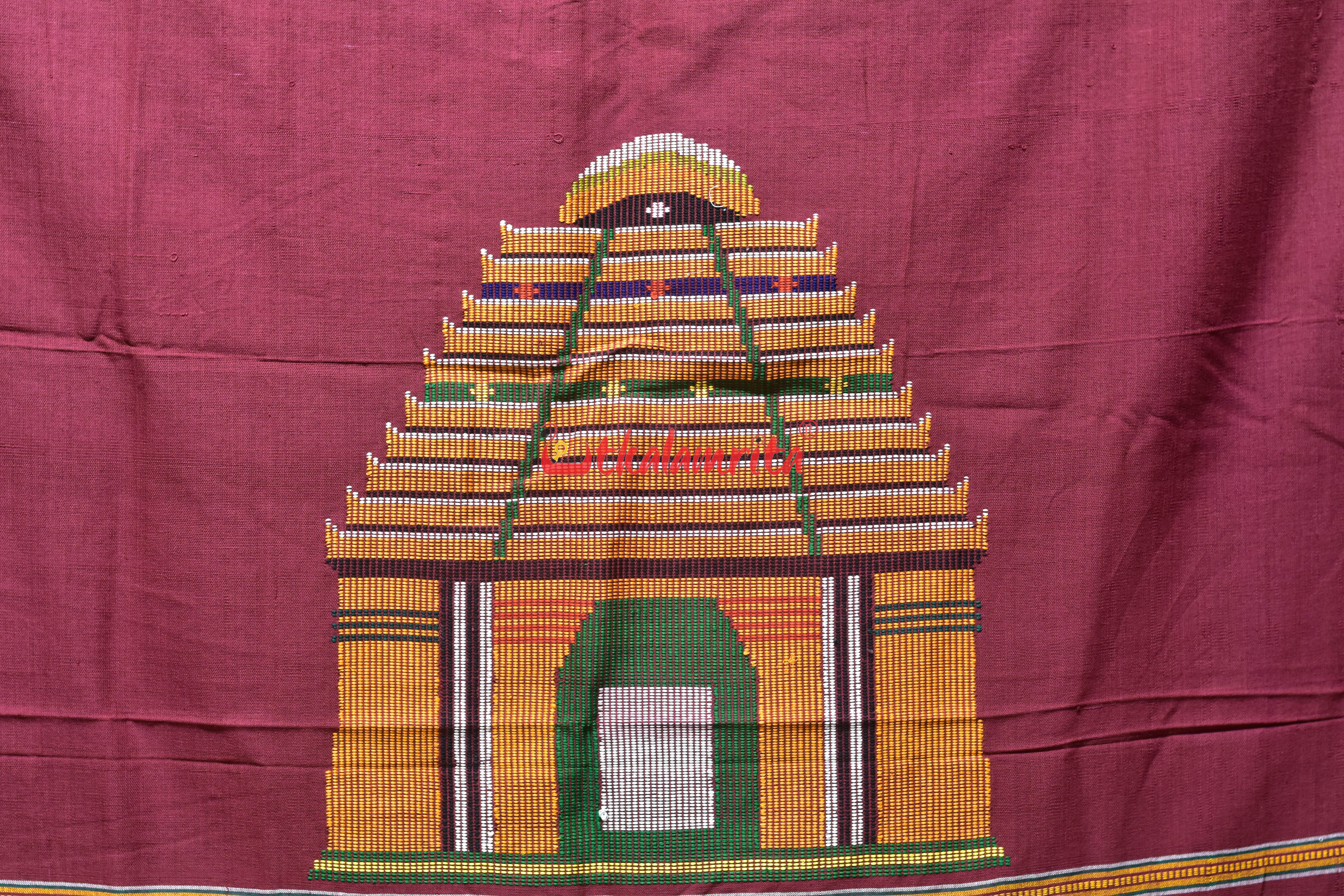Maroon Konark Temple Dhalapathar (Curtain)