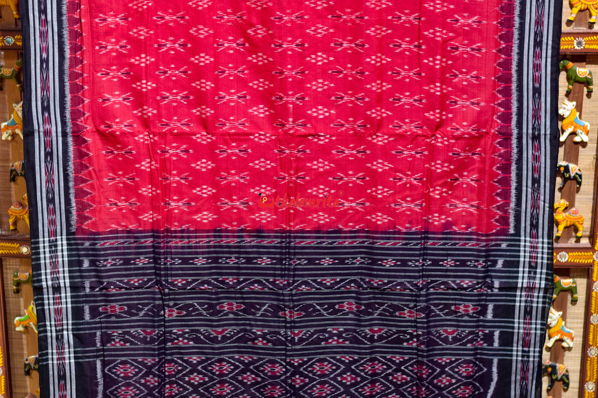 Red Black Damru Pasapali Khandua Cotton Saree