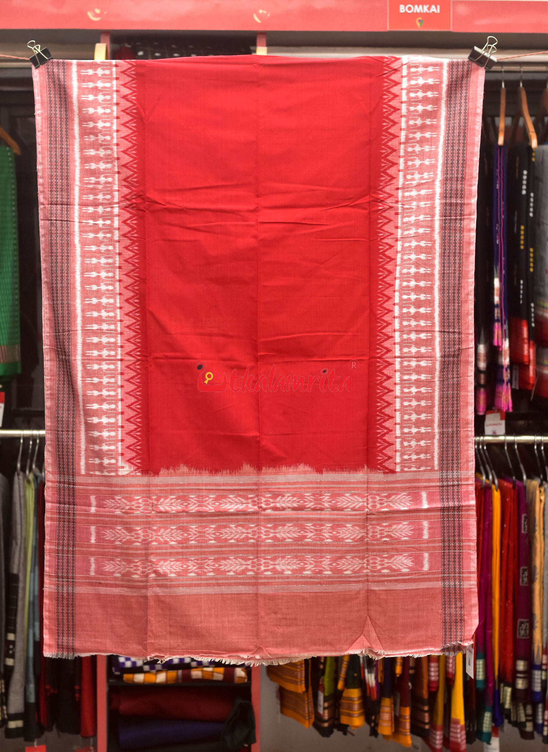 Red Grey Bandha Sambalpuri Dress Set