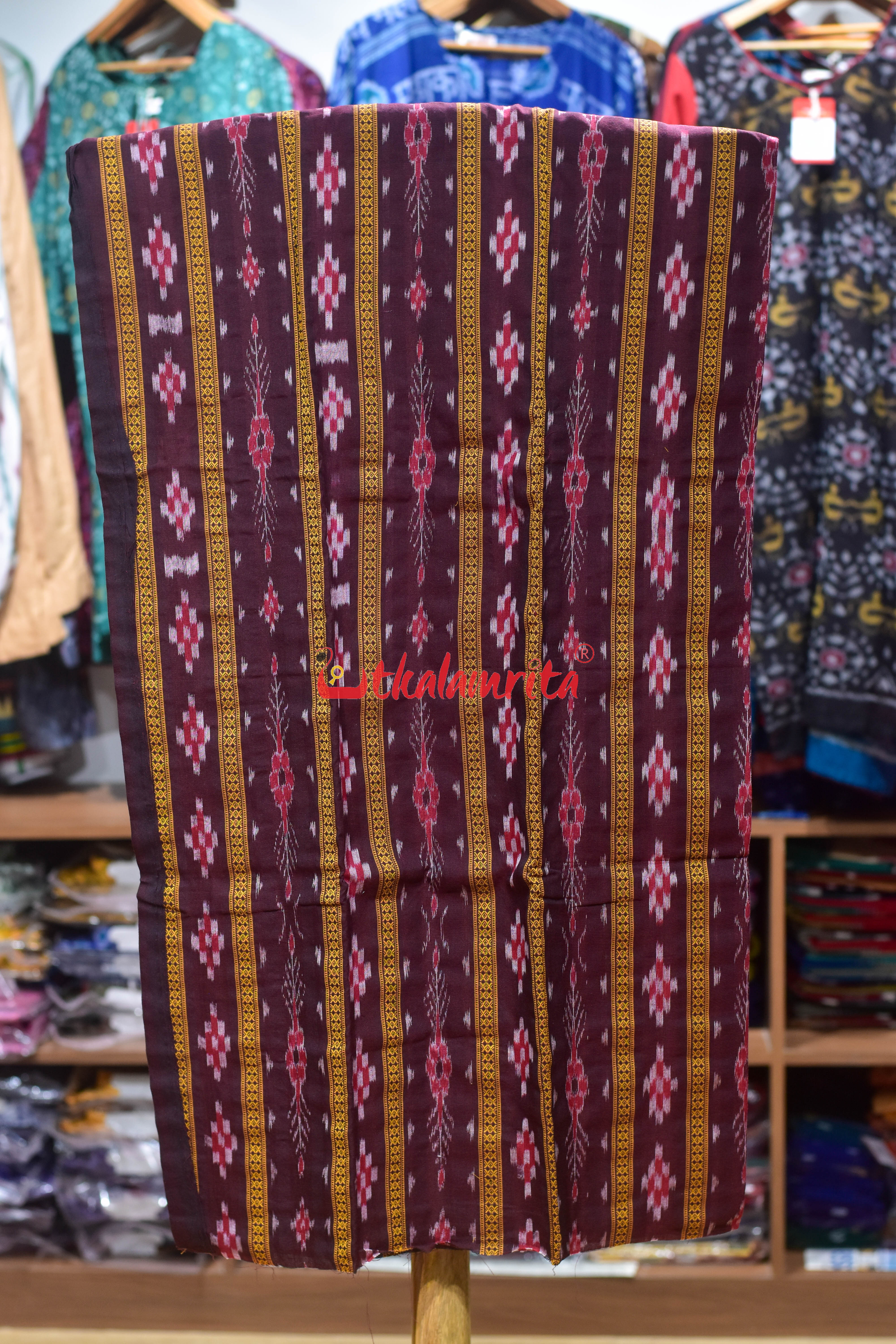 Maroon Golden Pasapali Long Flower Dress Set