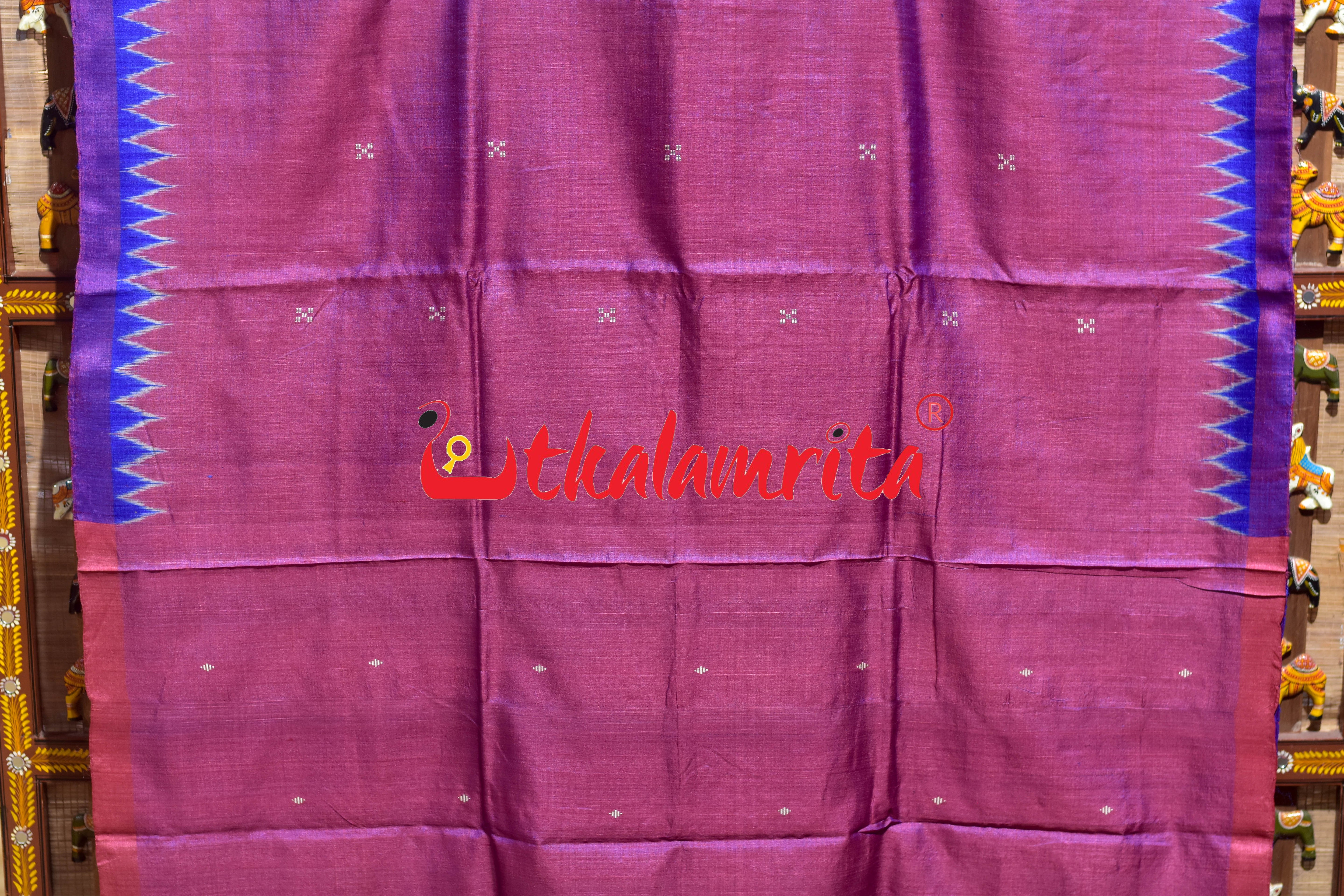 Red Purple Double Shade Phoda Anchal Gopalpur Tussar Saree
