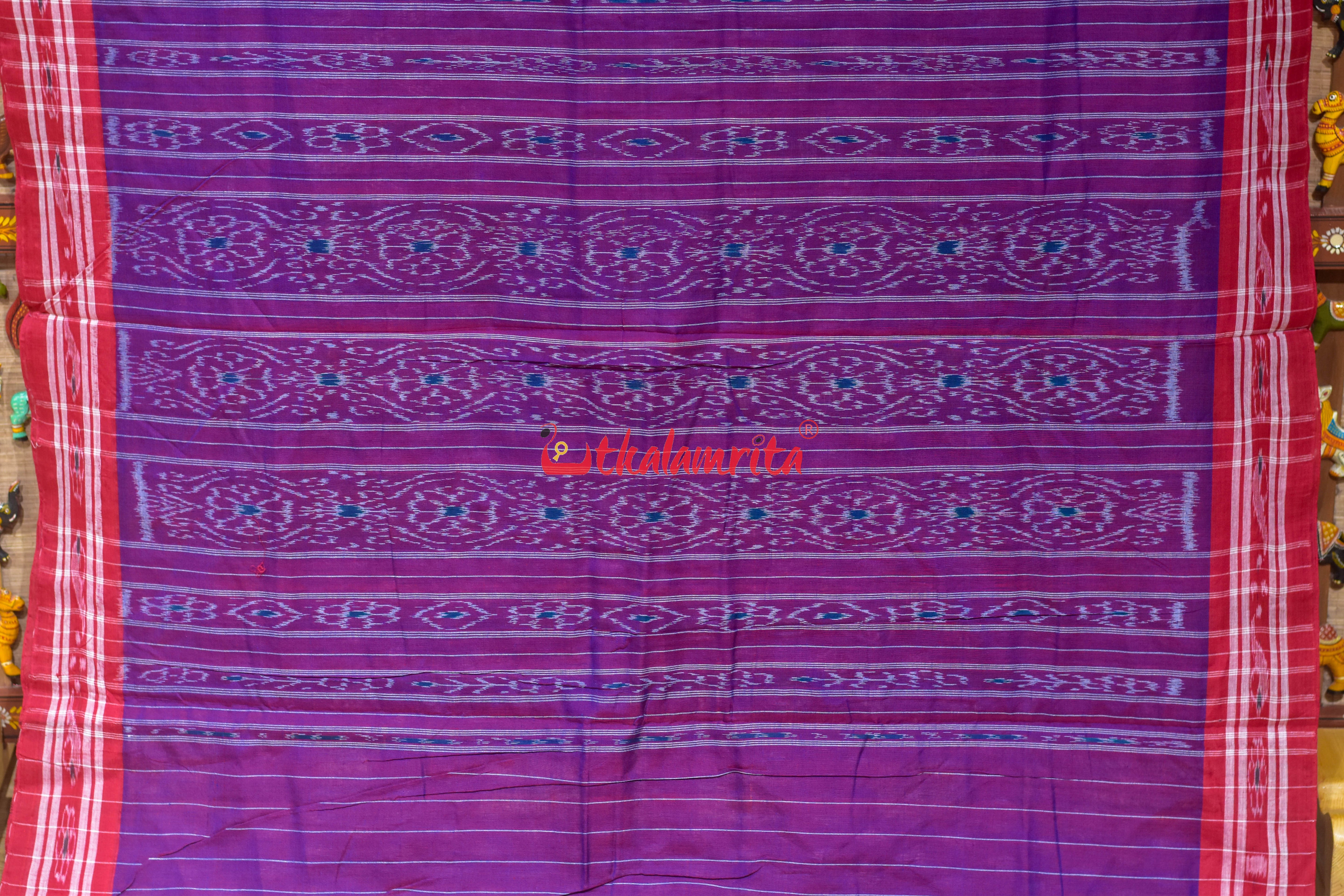 Blue Body Dots Khandua Cotton Saree
