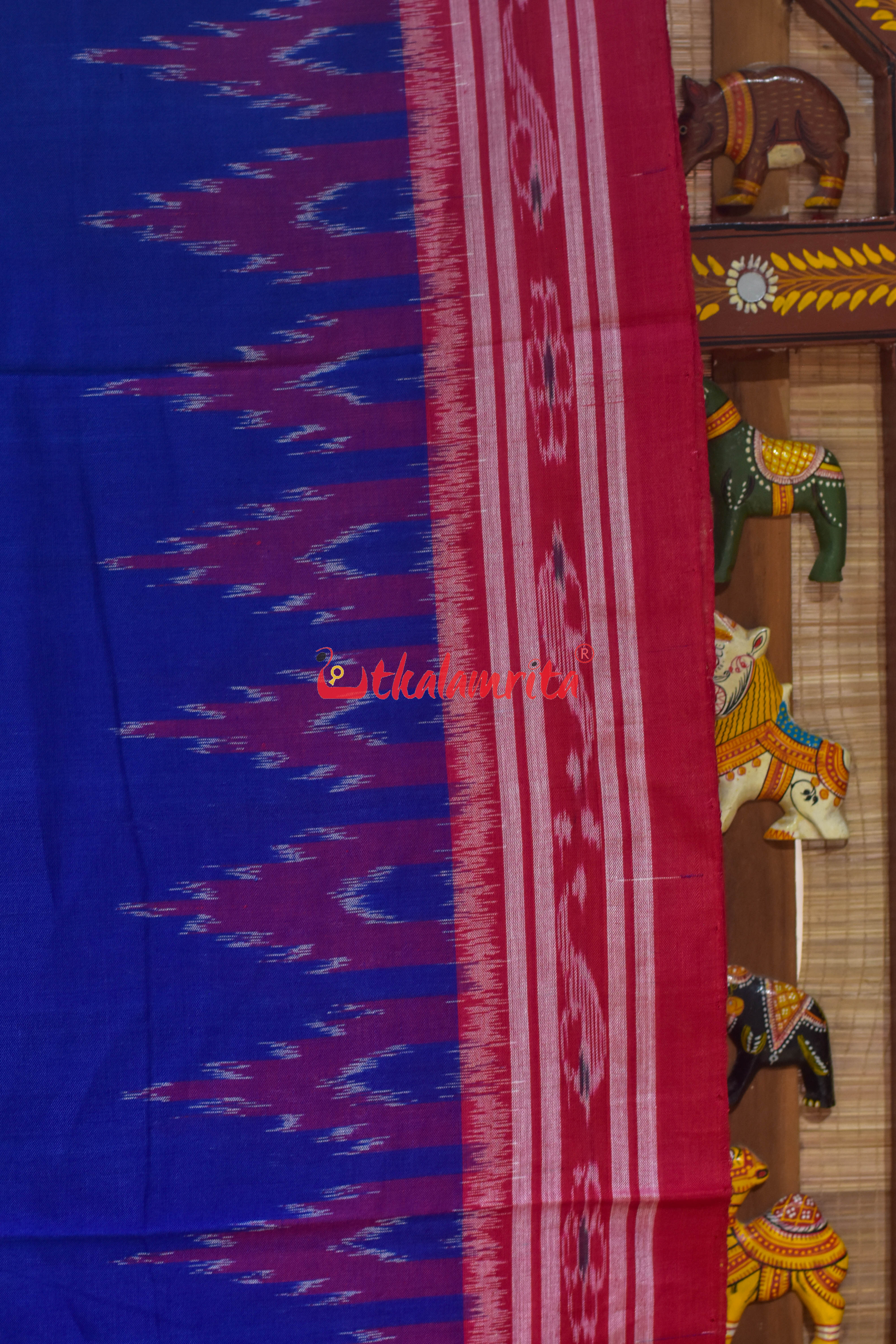 Blue Body Dots Khandua Cotton Saree